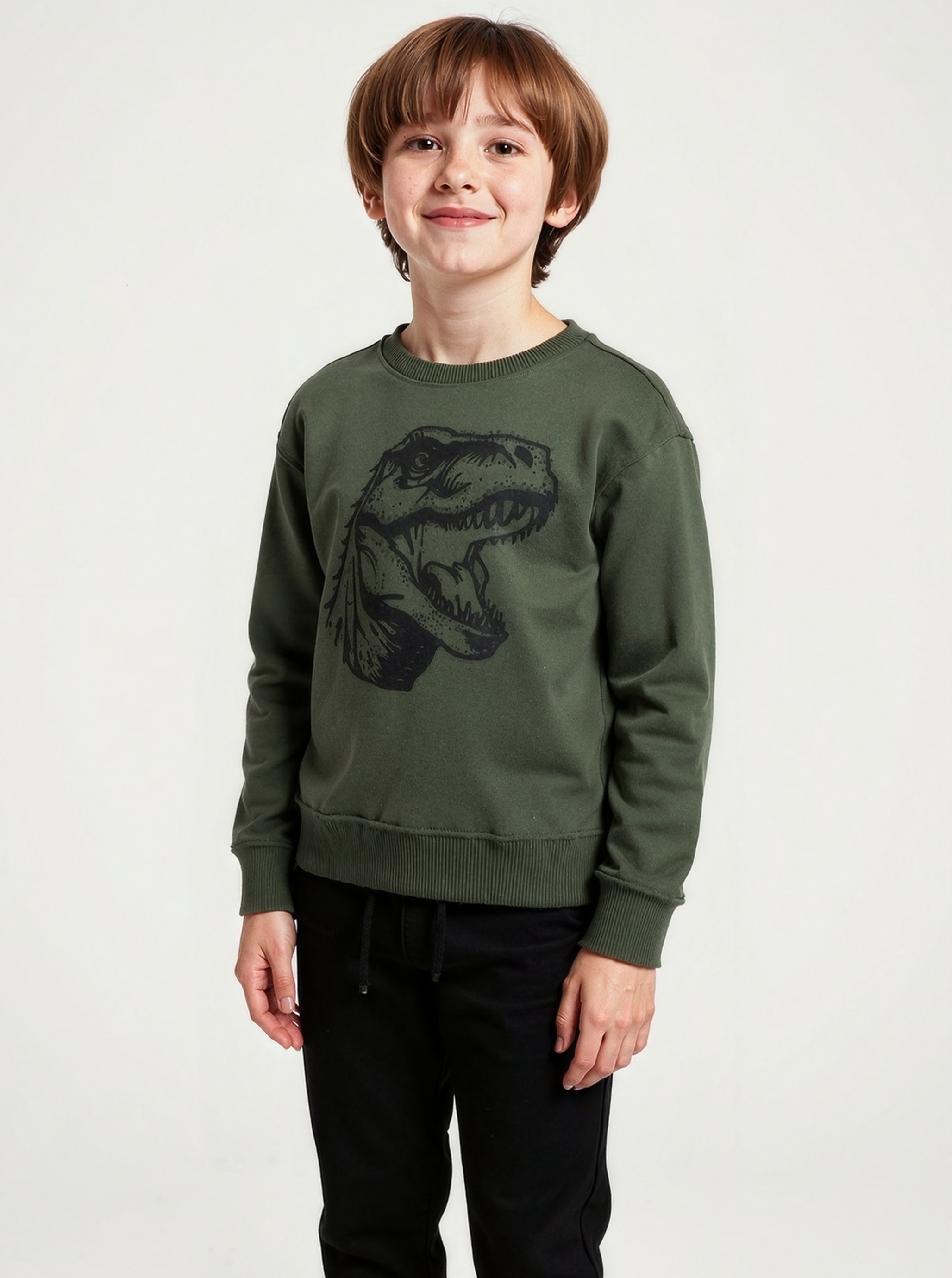 Image of Blue Seven Sweatshirt, mit grossem Dino-Frontmotiv