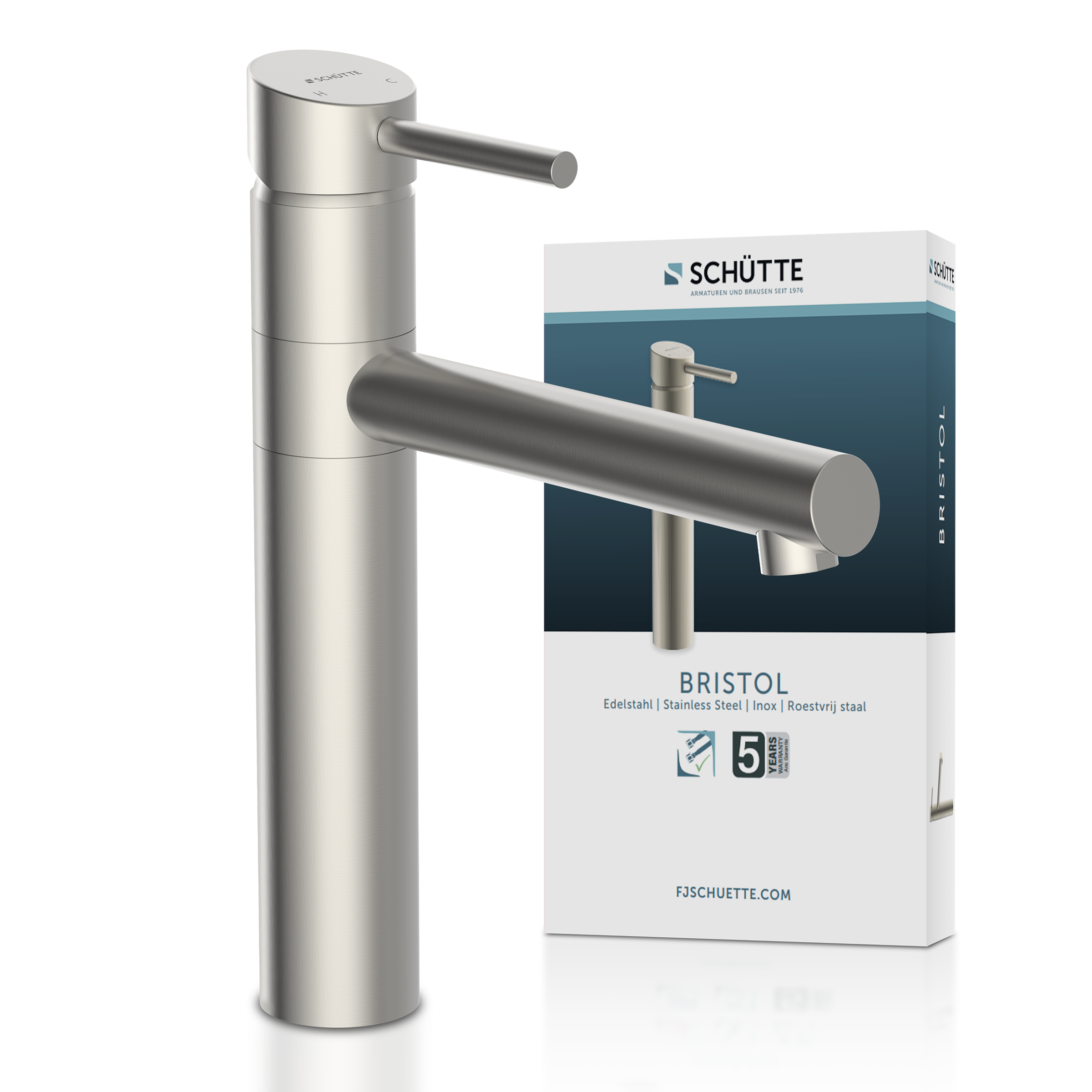 Schütte Robinet d'évier »BRISTOL« acier inoxydable massif, robinet pivotant à 360°, mitigeur de cuisine