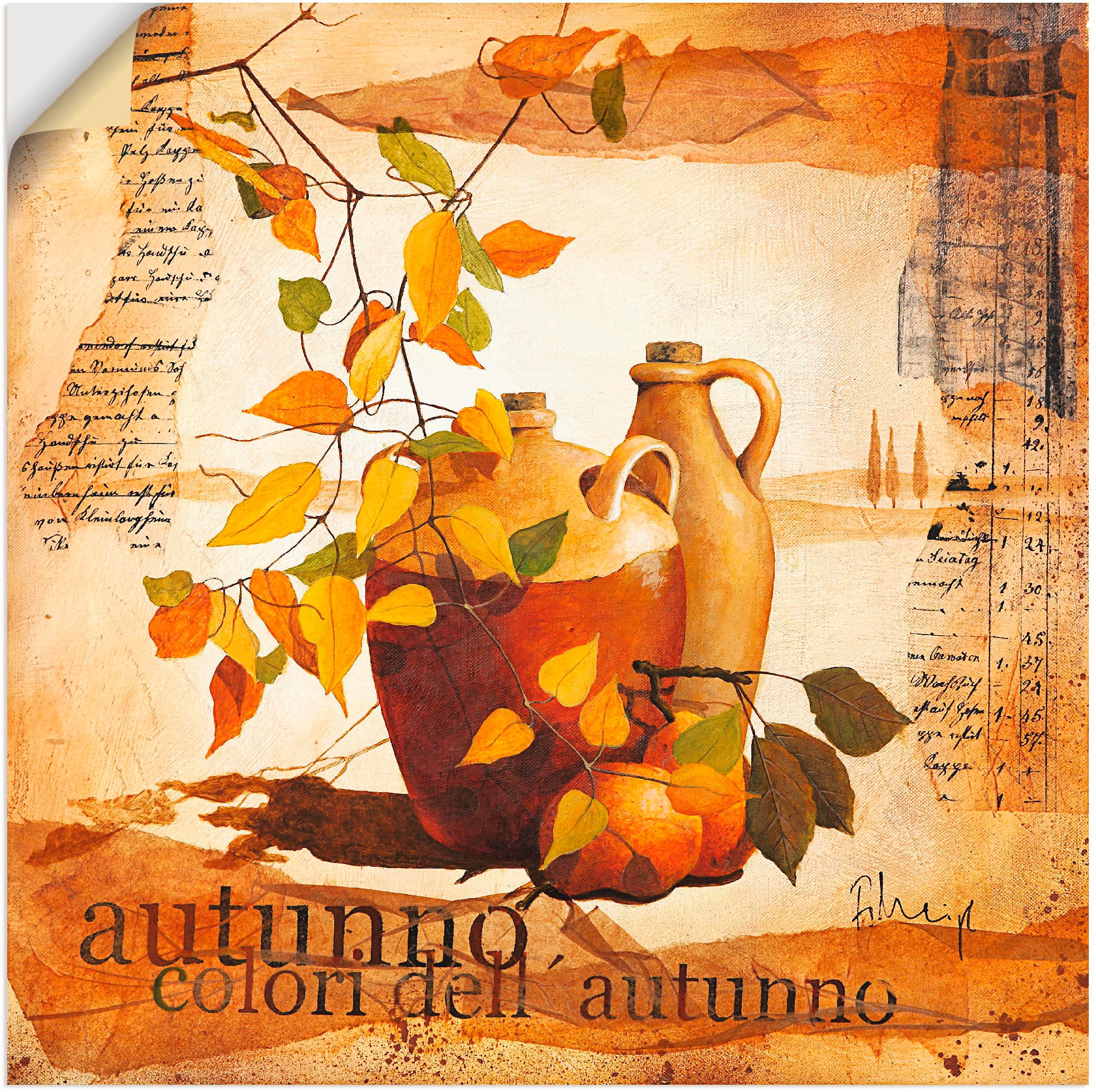 Artland Wandbild Grössen Wandaufkleber kaufen Herbstlaub«, Töpfe, (1 versch. & oder »Italienisches Poster Leinwandbild, als St.), in Vasen