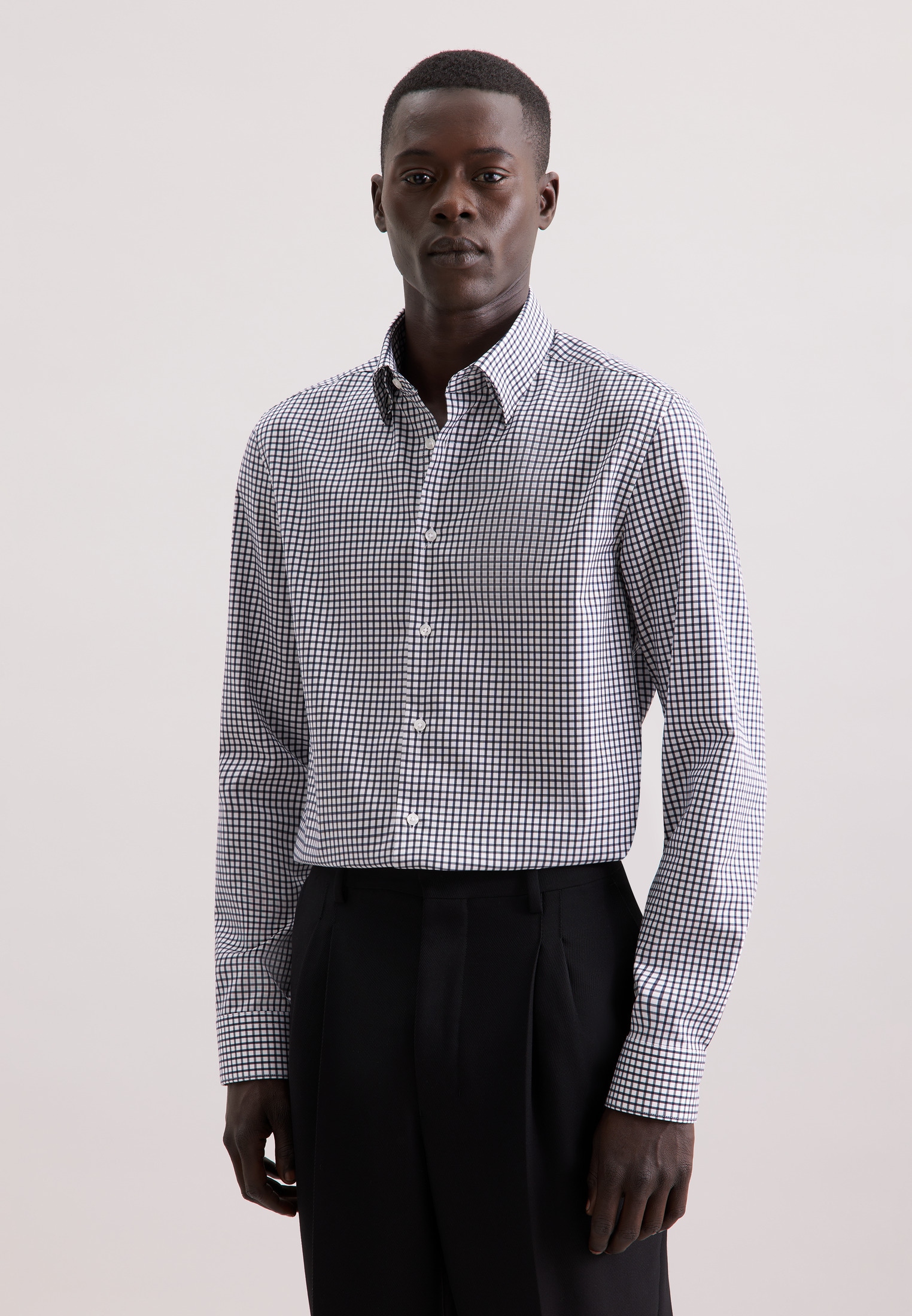 seidensticker Businesshemd »Schwarze Rose« Slim 1/1 Covered-Button-Down-Kragen Karo