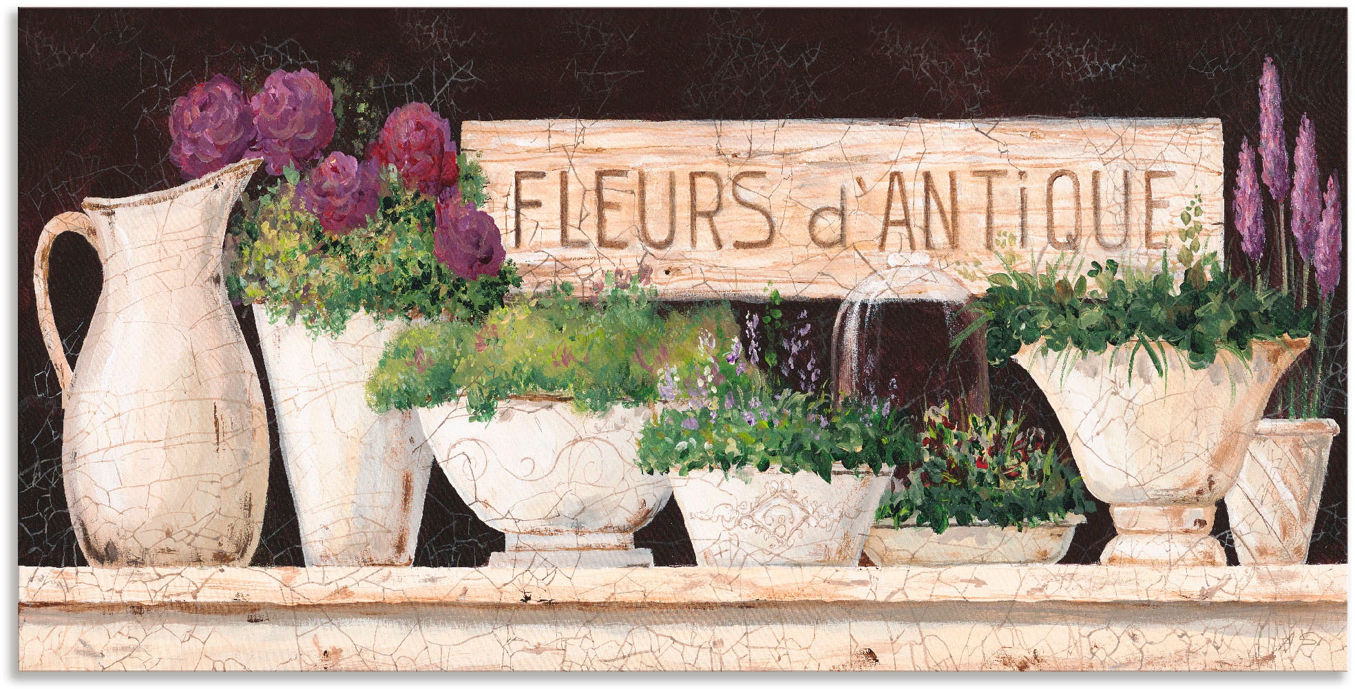 Image of Artland Wandbild "Antike Blumen" Vasen & Töpfe 1 Stk. tlg. als Alubild, Leinwandbild, Poster in verschied. Grössen