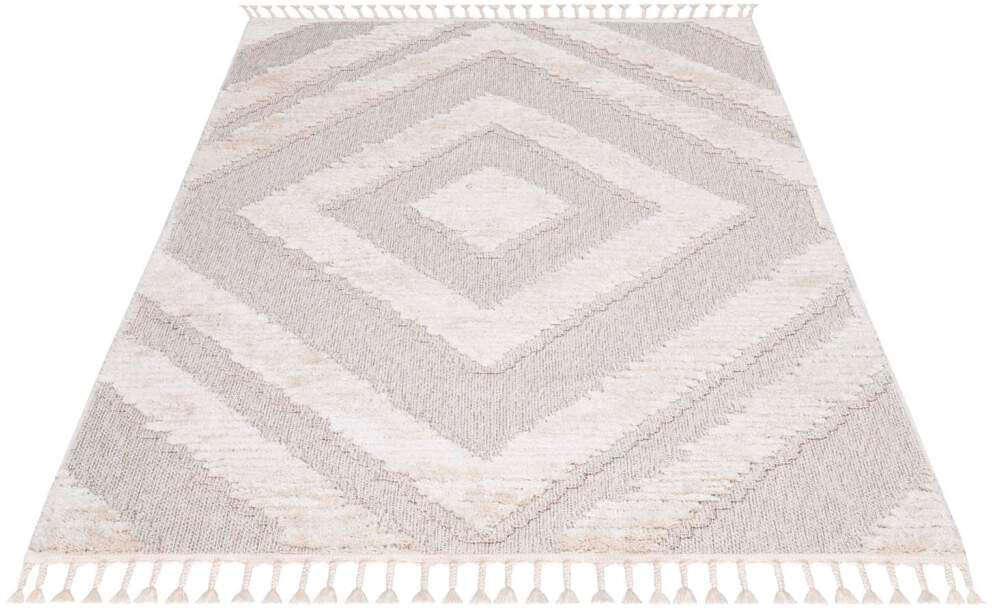 Carpet City Teppich »Valencia 813«, Raute-Muster, Fransen, jetzt 3D- Effekt, kaufen rechteckig, Sisal mit Boho-Stil