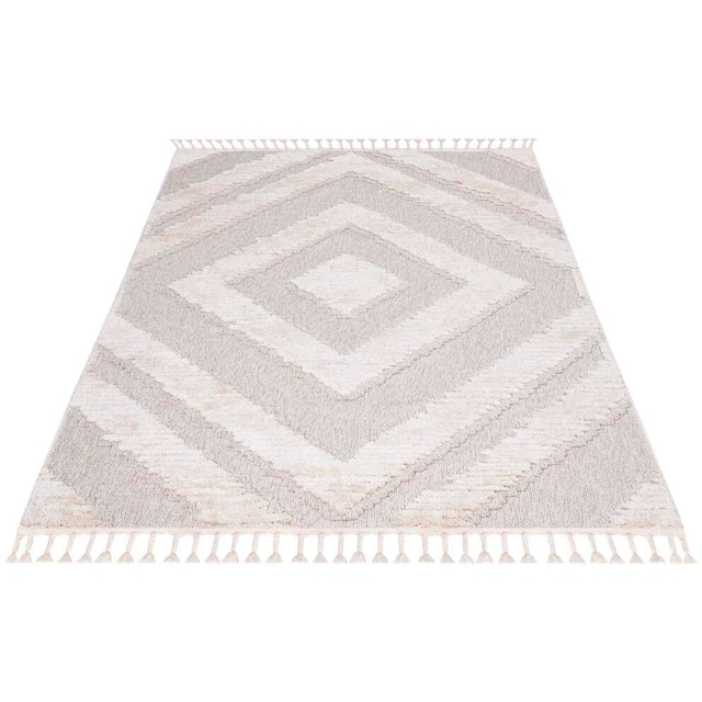 Carpet City Teppich »Valencia 813«, rechteckig, Boho-Stil, Raute-Muster, 3D- Effekt, mit Fransen, Sisal jetzt kaufen