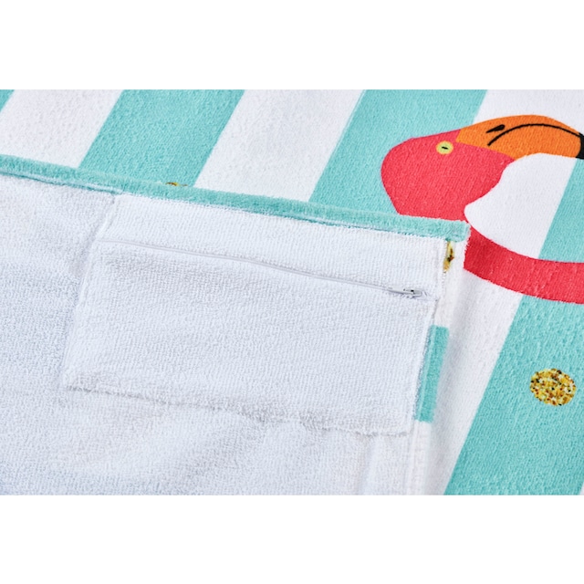 done.® Strandtuch »Flamingo«, (1 St.), gestreift & Motiv, mit  Reisverschluss-Tasche für Wertgegenstände jetzt kaufen
