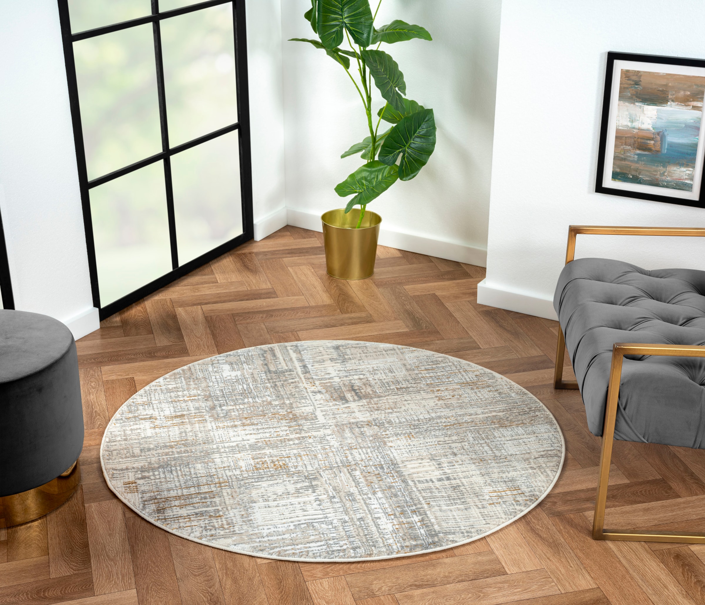 Image of Myflair Möbel & Accessoires Teppich "My Taste" rund 10 mm Höhe Kurzflor, Retro-Design, besonders weich durch Microfaser