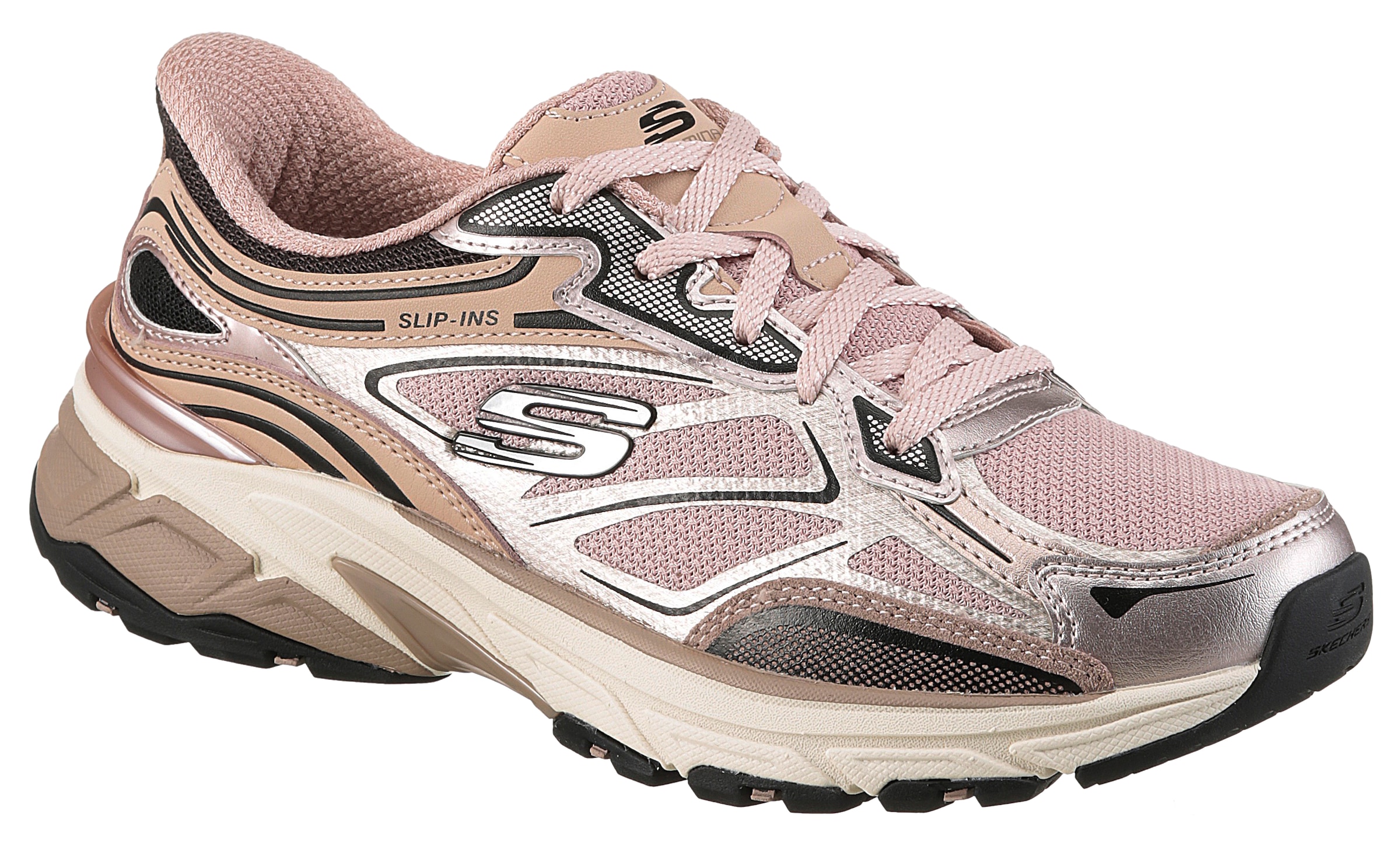 Image of Skechers Slip-On Sneaker "STAMINA SPORT" Retro Sneaker, Schnürschuh mit Metallic-Besätzen