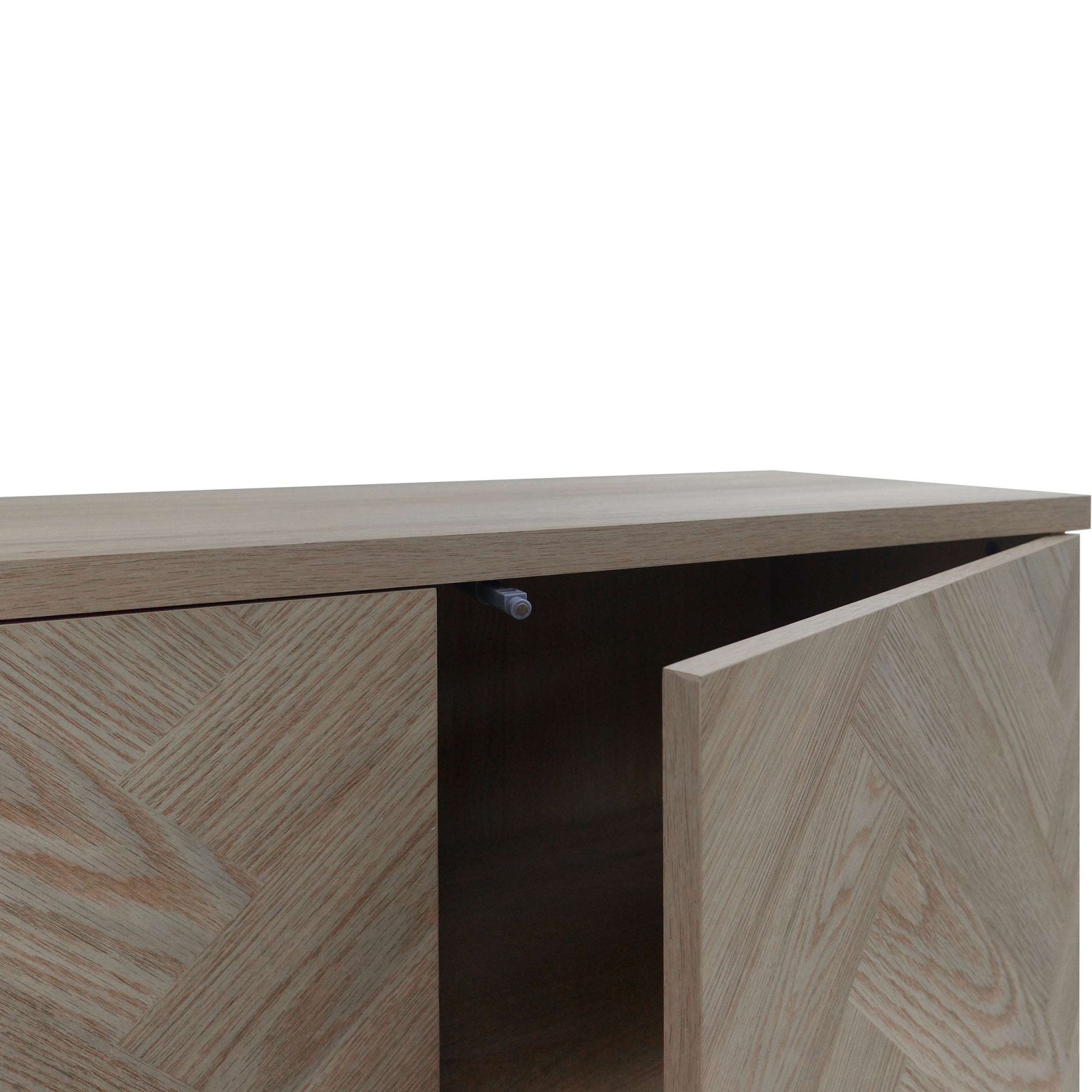 Leonique Buffet haut »Eadwine« Kommode, Midischrank, Push-to-open, Türen mit Fischgräten Muster