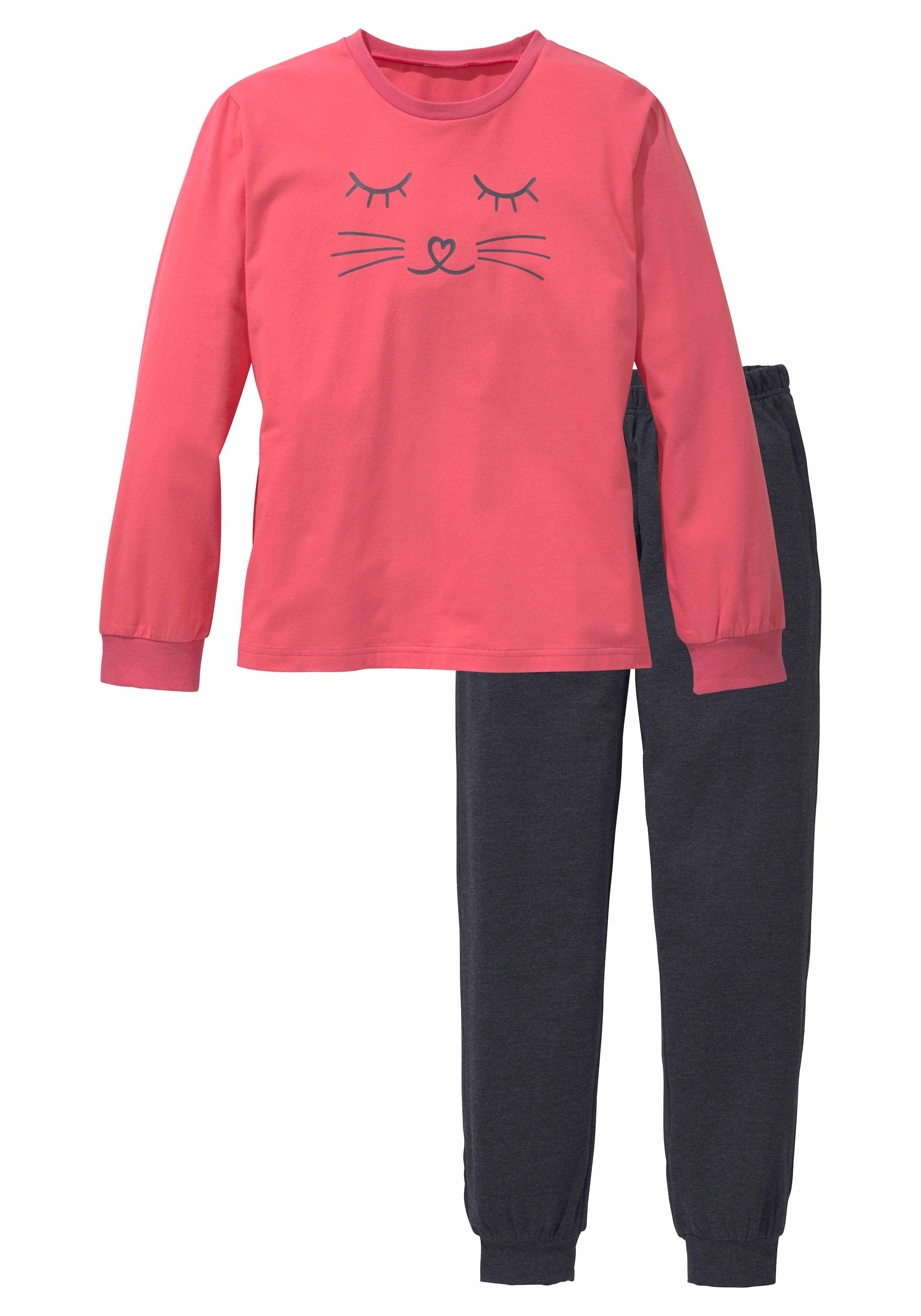 ♕ Vivance Pyjama, (2 tlg., 1 Stück), in langer Form mit Cat Print  versandkostenfrei auf | Pyjamas
