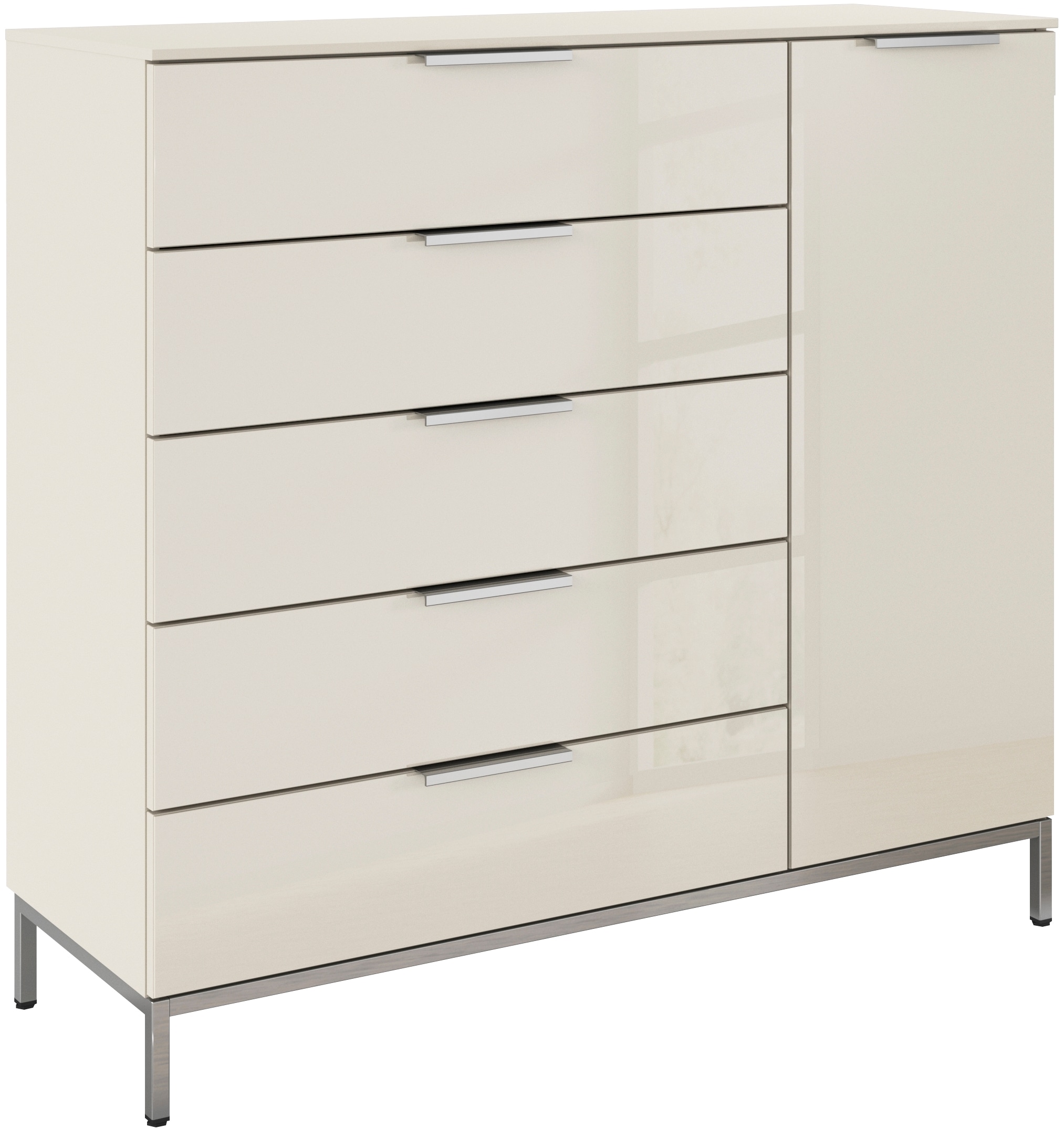 Image of rauch Kombikommode "Kommode Türkommode Sideboard Kombikommode FLIPP mit Glasfront" Breite 120 cm mit 2 Einlegeböden, 1-türig mit 5 Schubladen und Soft-Close-Funktion sowie Glasfront