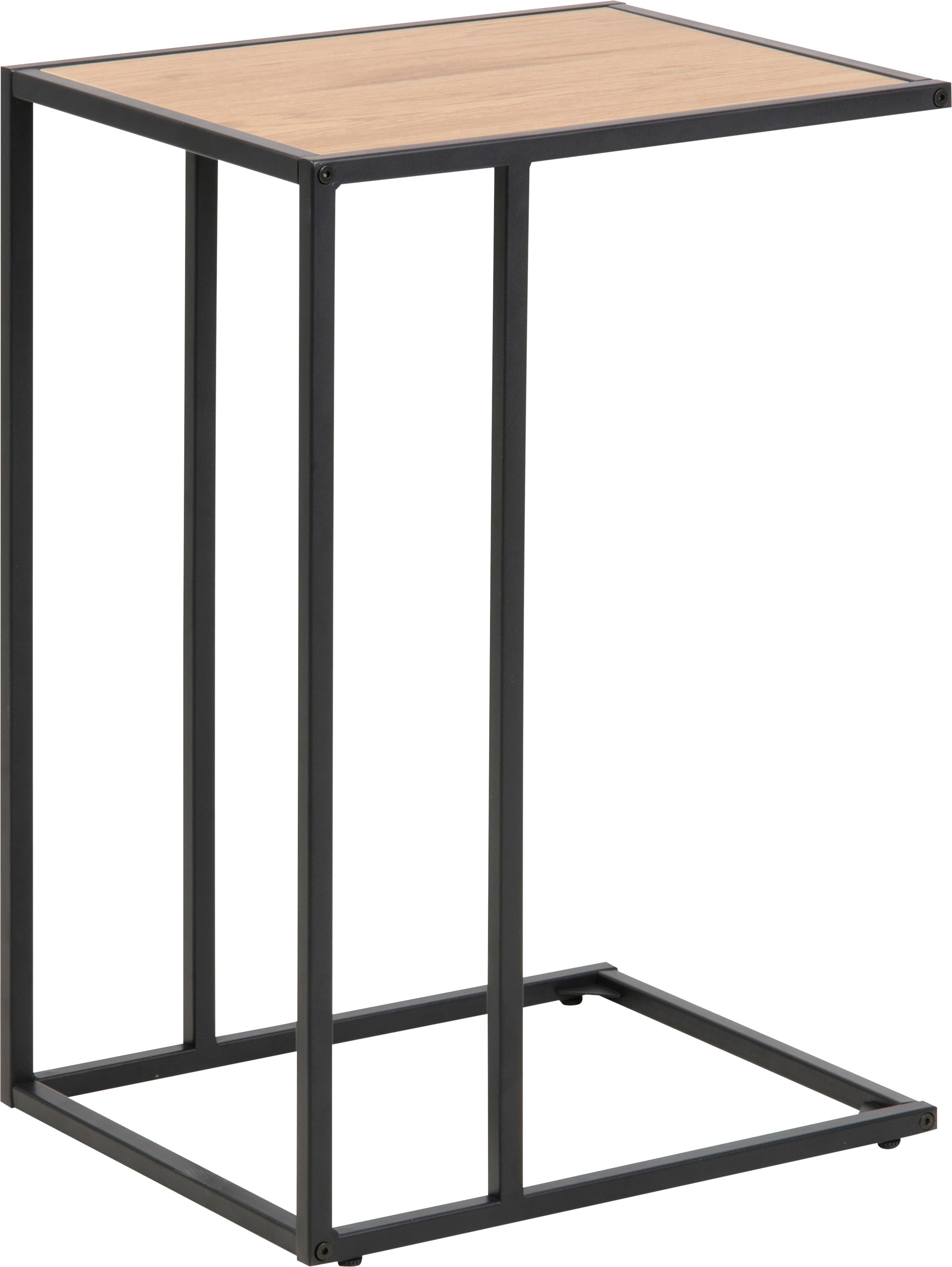 ACTONA GROUP Table d'appoint »Seaford, Rechteckig, Scandi Design, matte Wildeichenoptik, Modern« Table de salon, petite table, pieds en métal noir mat, H : 63 cm