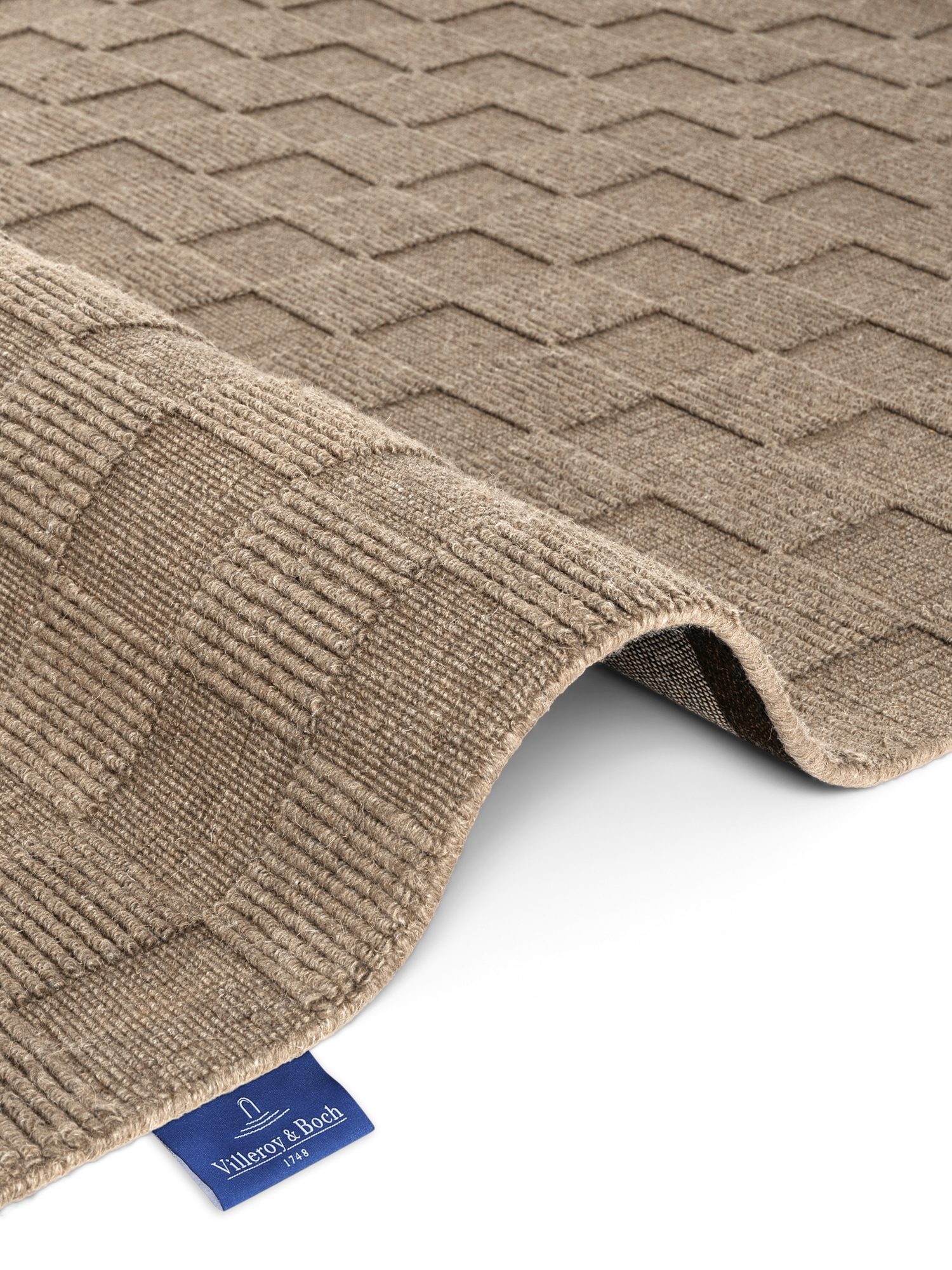 Villeroy & Boch Tapis en laine »Scala« Rectangulaire 10 mm Höhe tissé à la main, laine, à carreaux, naturel, structure 3D, carreaux, salon