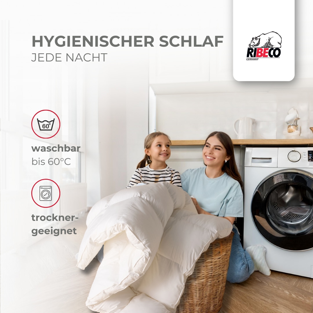 RIBECO Federbettdecke »Laram, Bettdecken für Sommer oder Winter, Made in Germany«, extrawarm, Füllung 90% Federn, 10% Daunen, Bezug Baumwolle, (1 St.), Super Preis-Leistung, Bettdecke 135x200 cm oder 155x220 cm, Decke