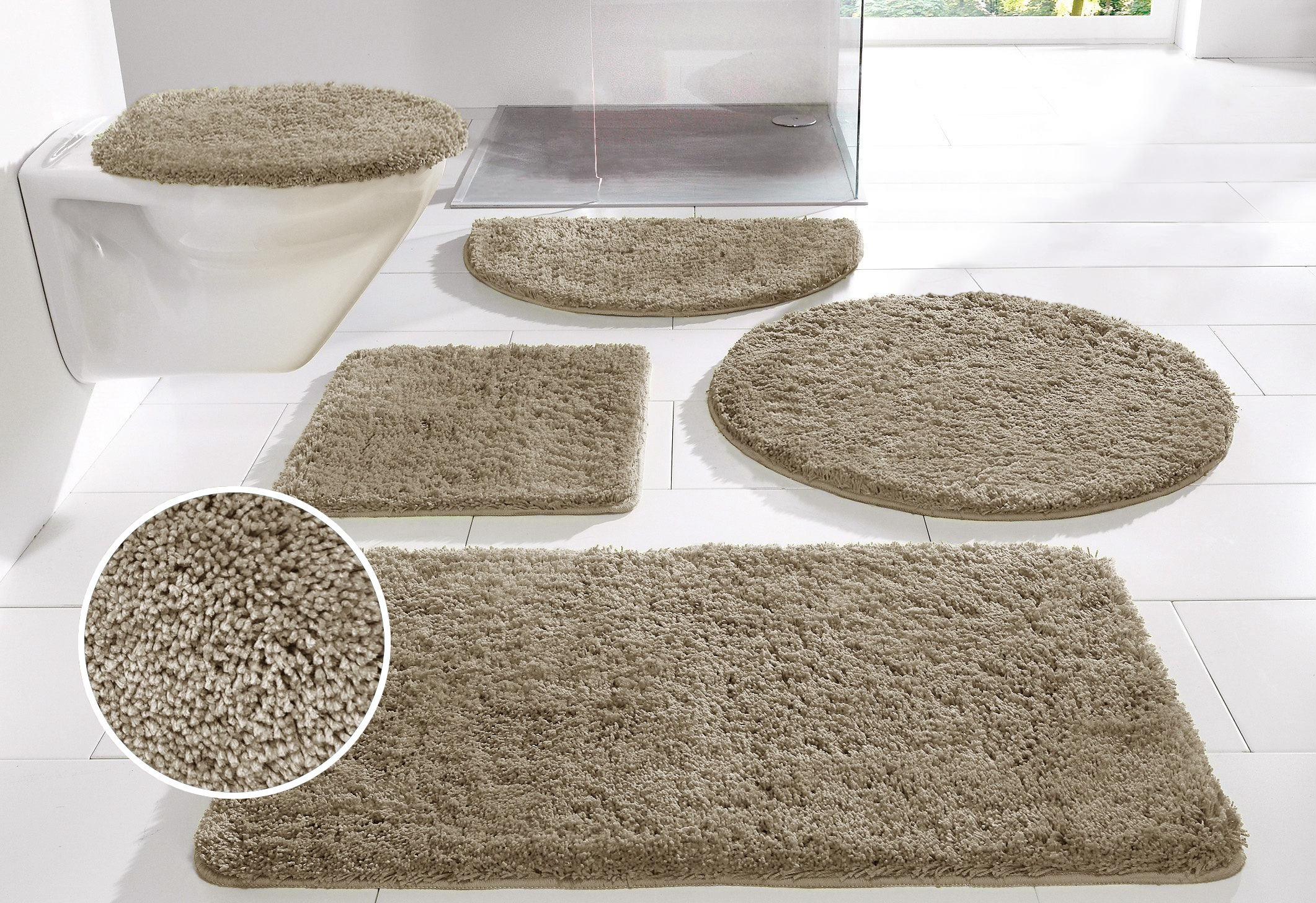 Image of GOODproduct Badematte "Inga, Badezimmer Teppich, Badvorleger" Höhe 20 mm rutschhemmend beschichtet fussbodenheizungsgeeignet schnell trocknend strapazierfähig Badteppich, unifarben, weich, als halbrund und rechteckig erhältlich