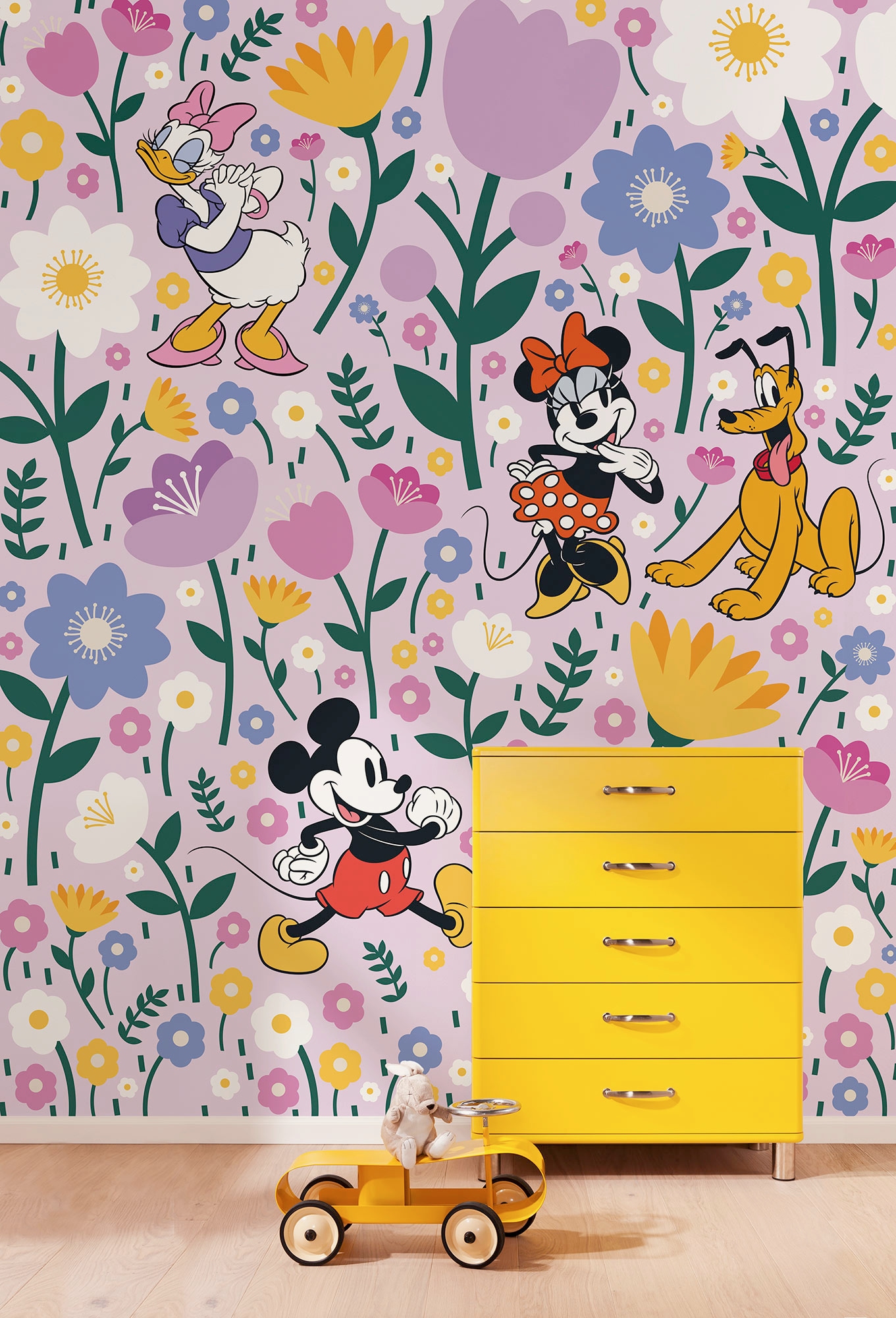 Image of Komar Kindertapete "Disney Mickey Mouse and Minnie Mouse Botanical Spring" bedruckt glatt