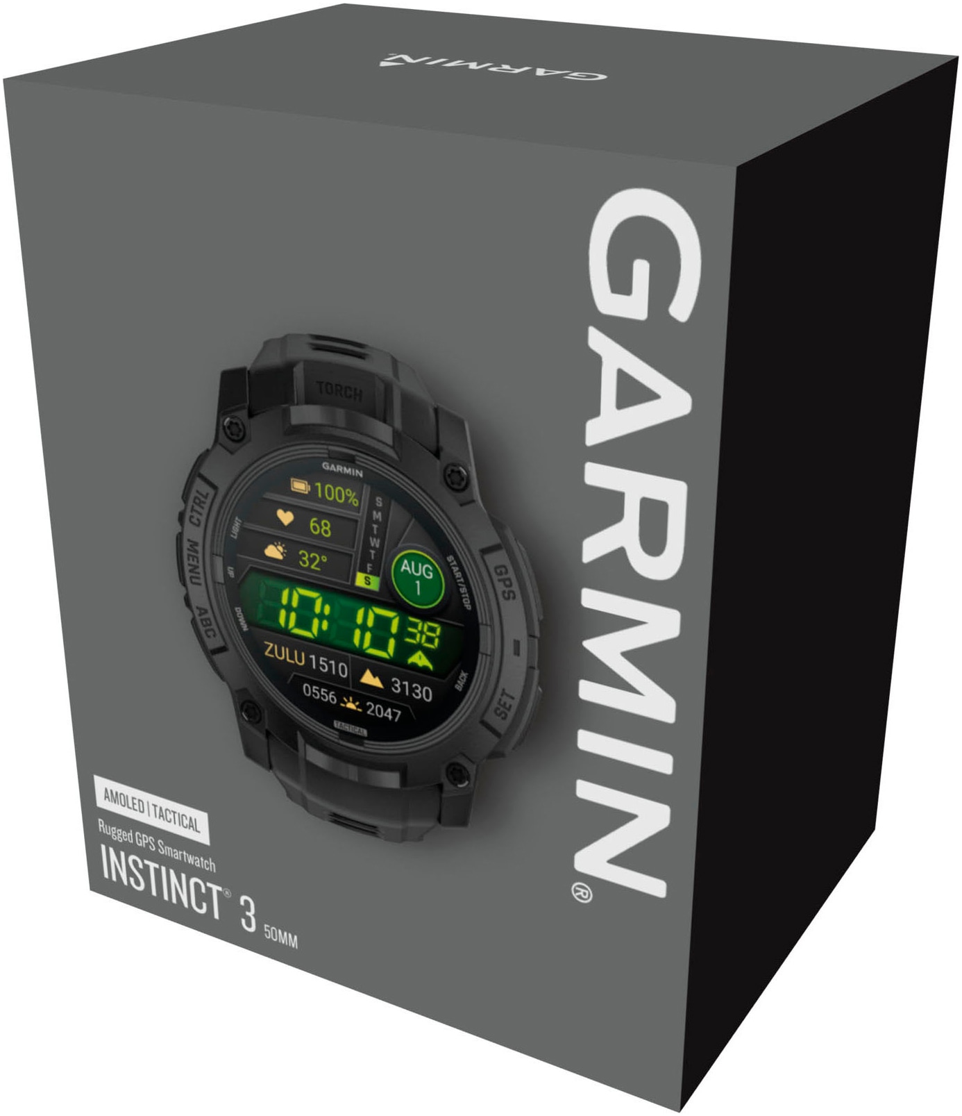 Garmin Smartwatch »Instinct 3 AMOLED 50 mm Tactical Edition«(/ 1,3 ″) Garmin