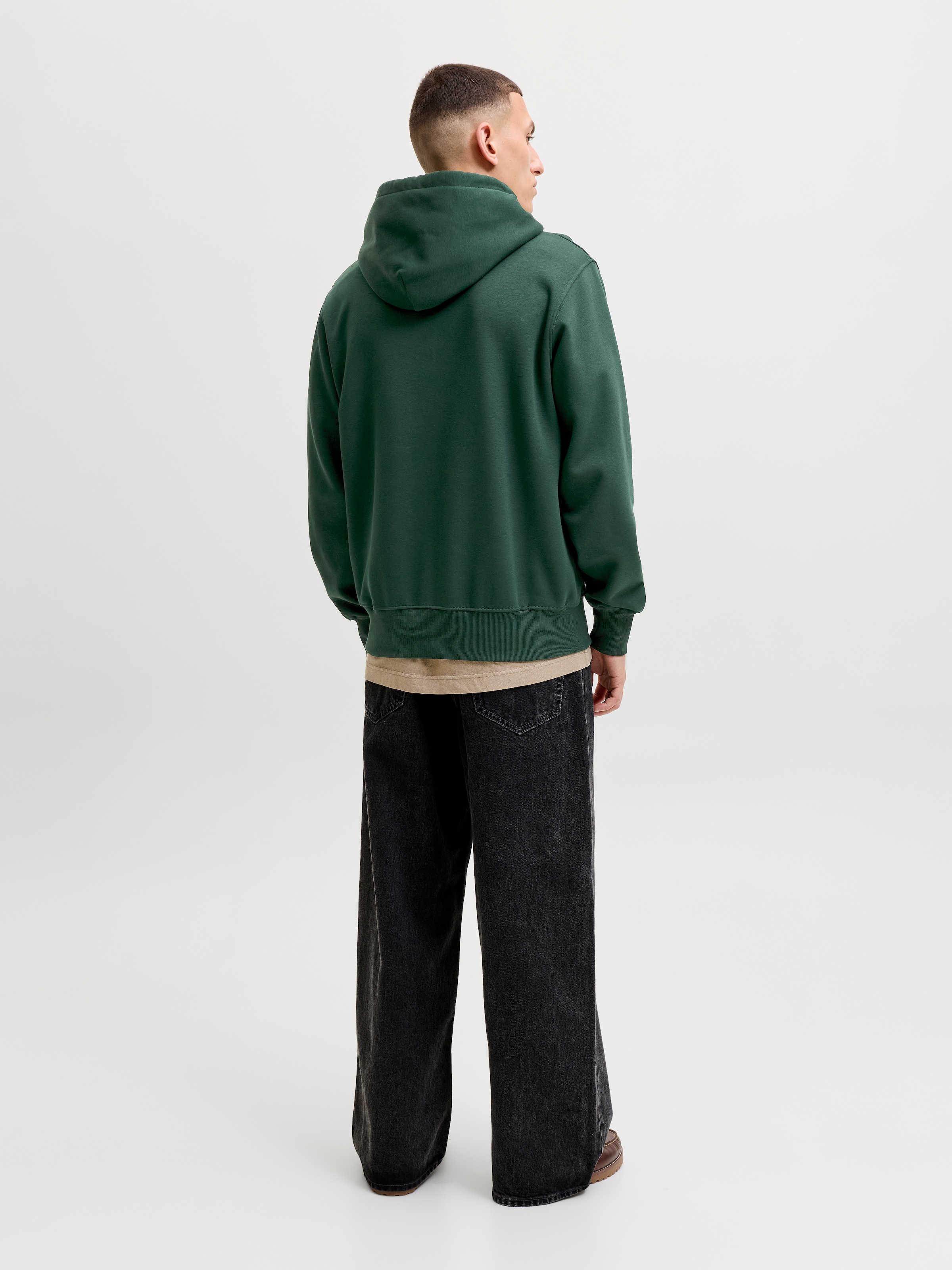 Jack & Jones Sweat à capuche »JORFREDERIKSBERG MONOGRAM SWEAT HOOD SN«, mélange coton, coupe décontractée
