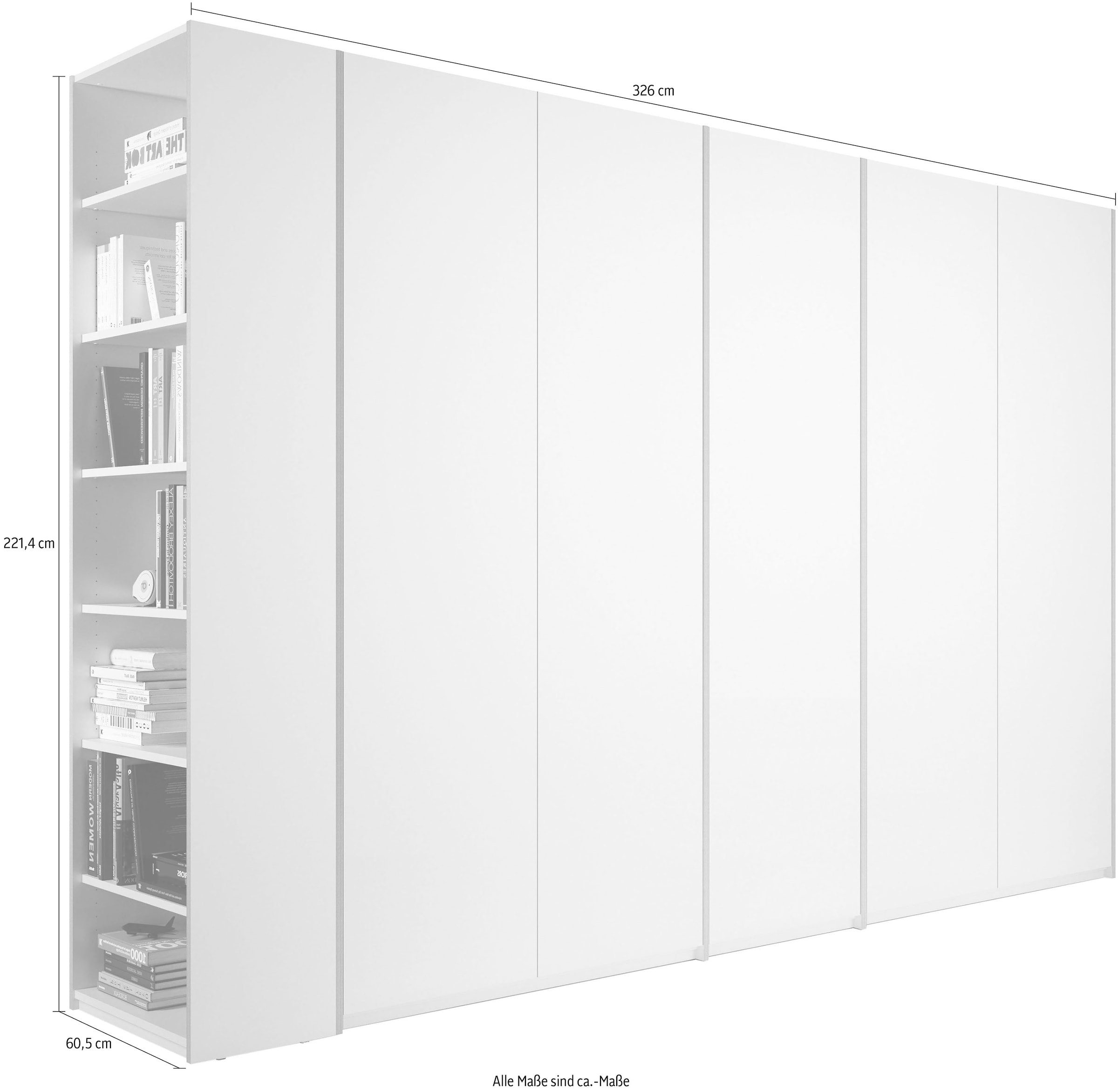 Müller SMALL LIVING Drehtürenschrank »Modular Plus Variante 9«, Anbauregal wahlweise rechts oder links montierbar