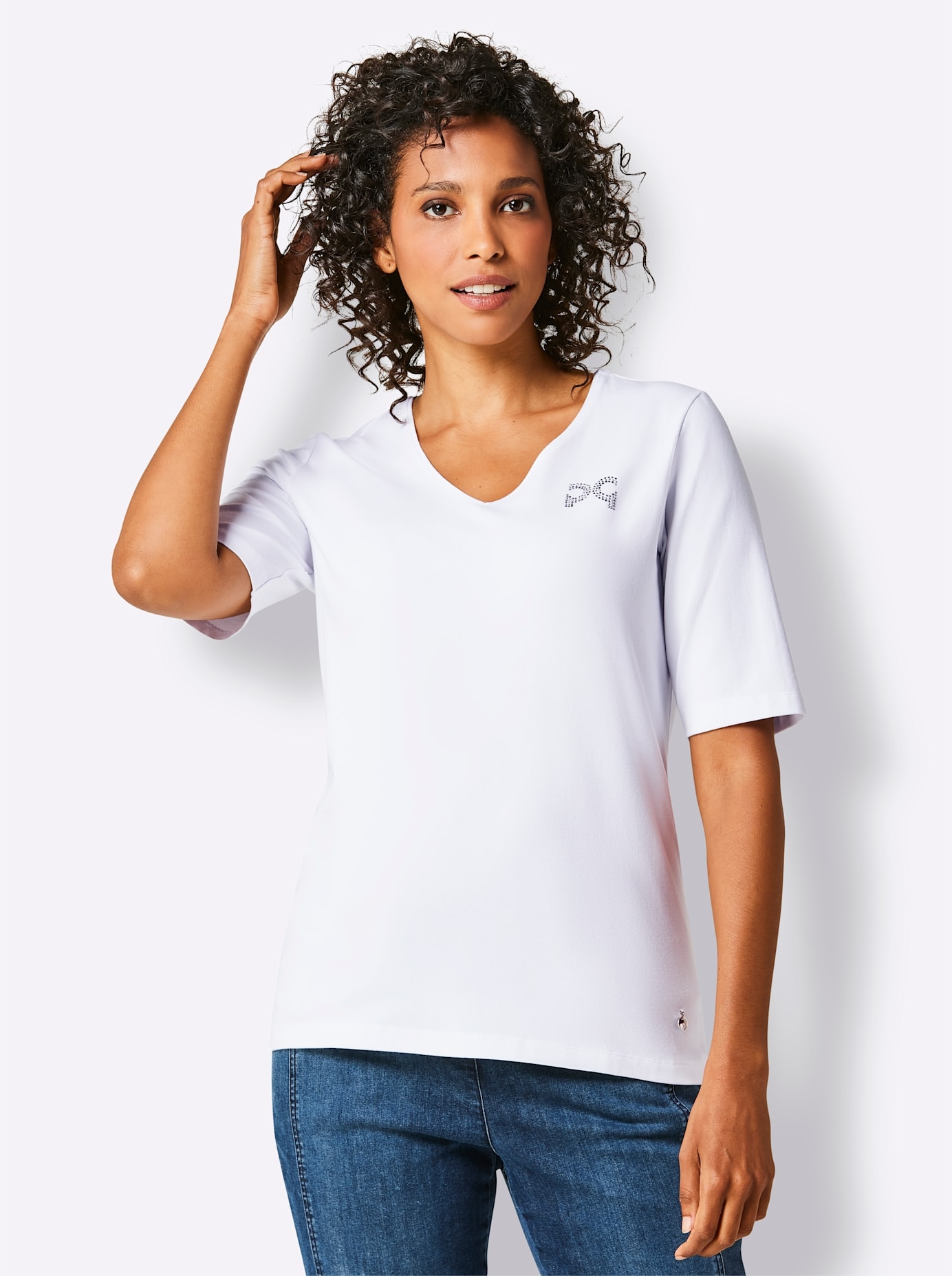 CREATION L PREMIUM V-Shirt »Pima-Baumwoll-Shirt«, (1 tlg.)