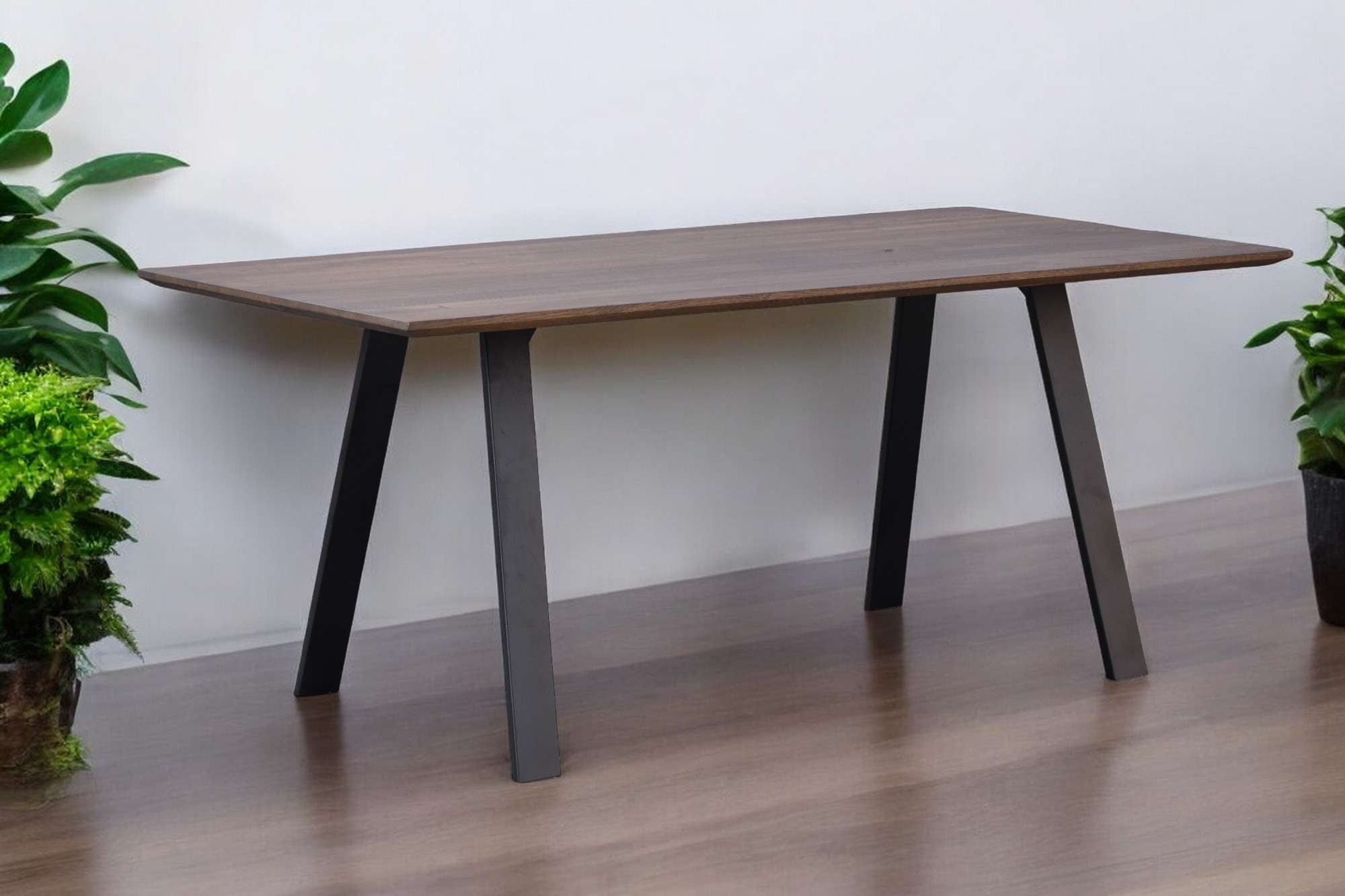 Home affaire Esstisch »Reidigen Küchentisch, A-Form Metallgestell, Wildeiche massiv geölt«, Baum Kante oder Schweizer Kante, erhältlich in 3 Grössen und 2 Farben