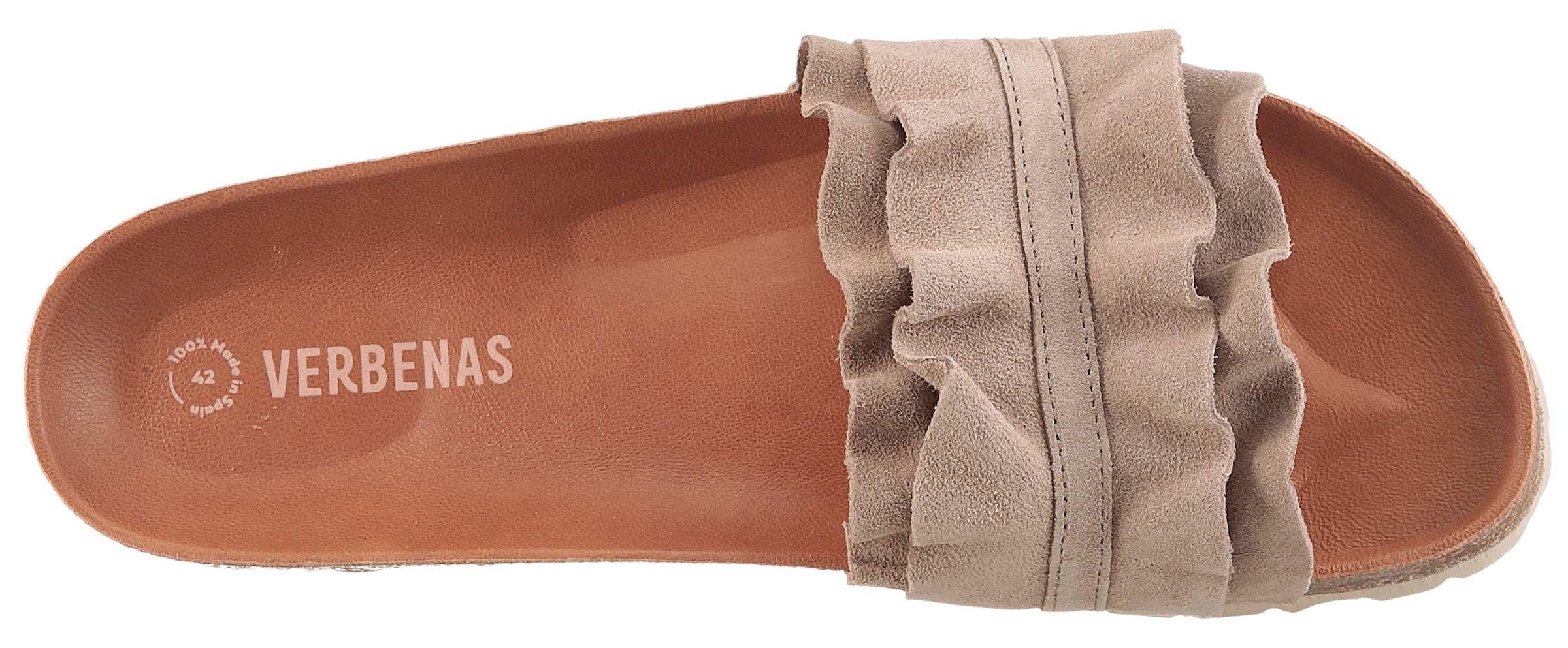VERBENAS Pantolette »Rocio Roda«  Sommerschuh, Flat mit geschwungenen Laschenstoff