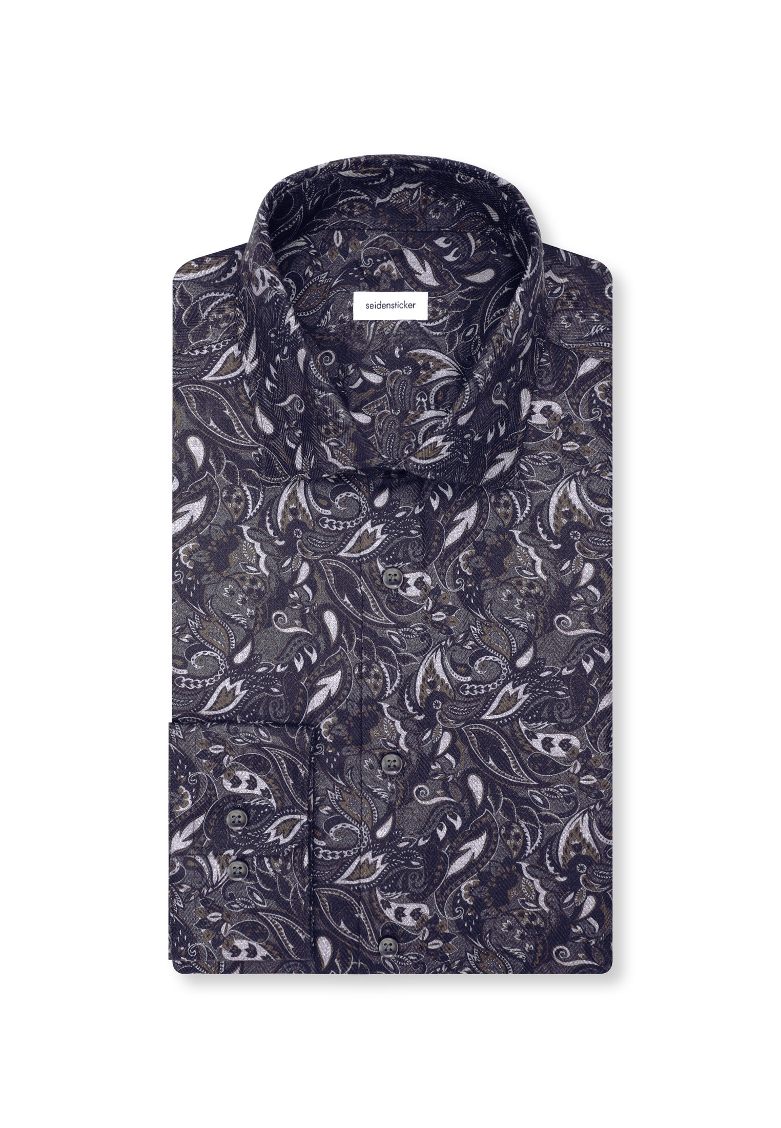 seidensticker Chemise en flanelle »Schwarze Rose« Regular 1/1 Kentkragen Geblümt