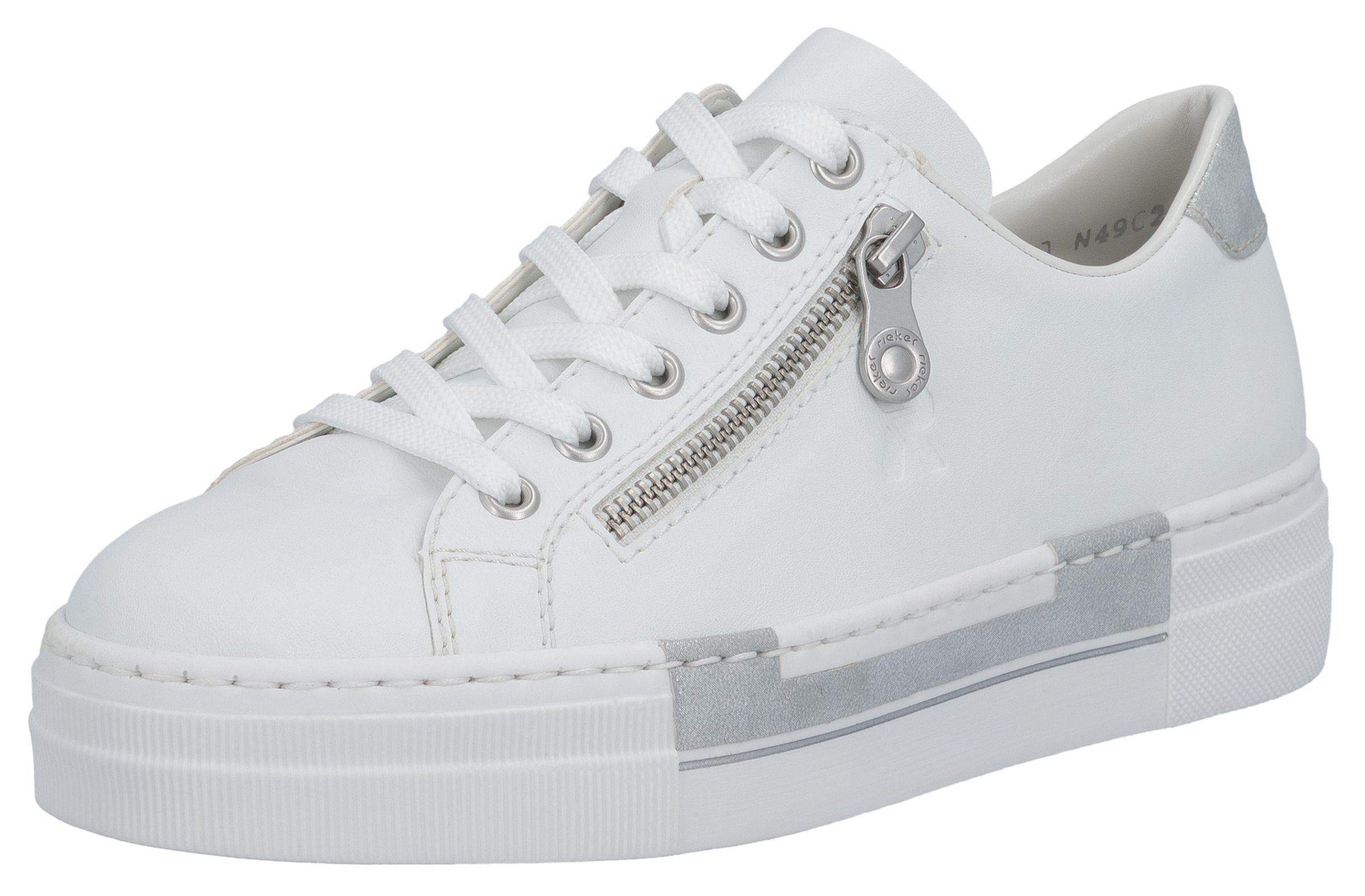 Image of Rieker Plateausneaker mit Zierreissverschluss seitlich, Freizeitschuh, Halbschuh, Schnürschuh