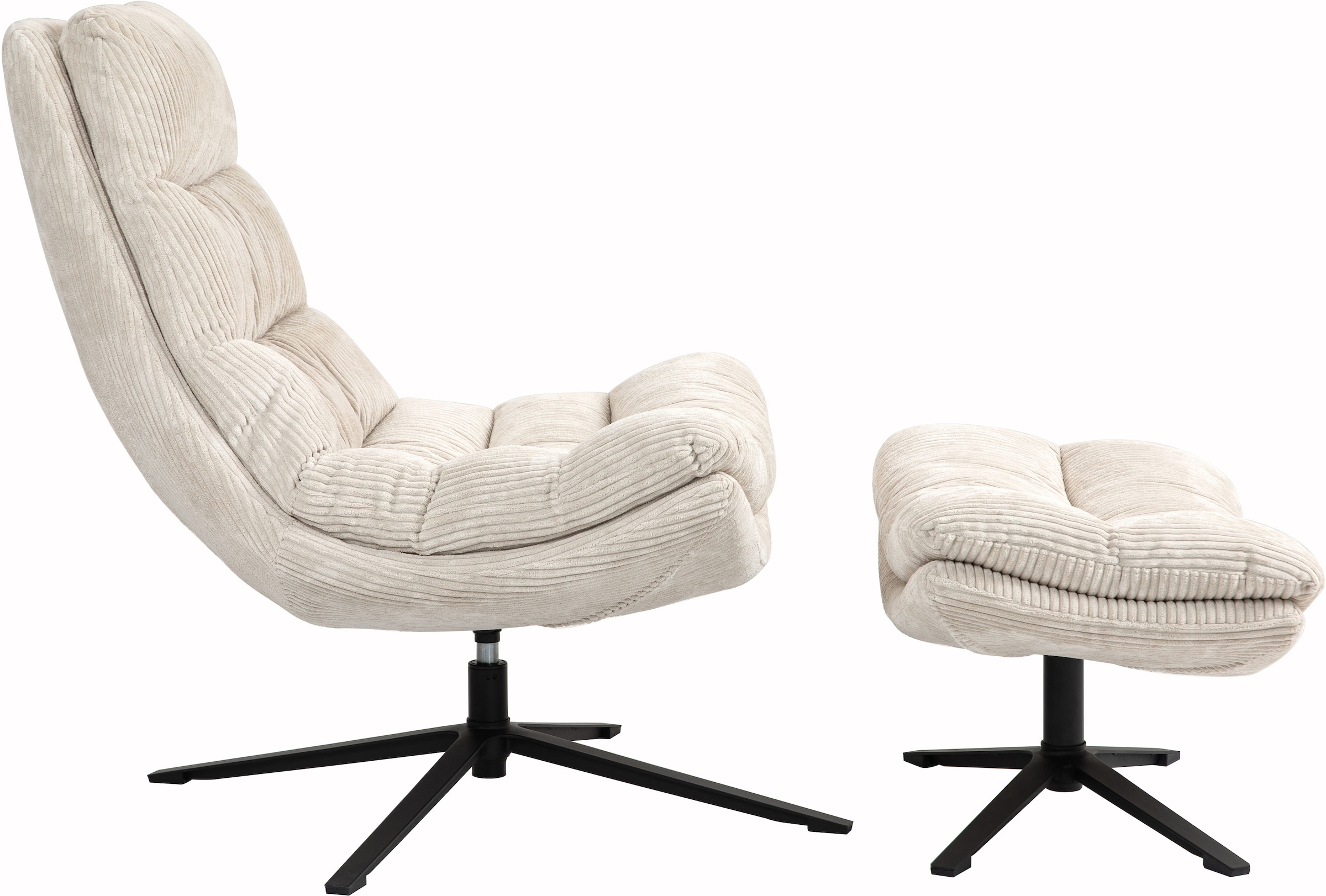 Duo Collection Relaxsessel »Porto« 360° drehbar, doppelte Polsterung, mit Hocker, bis 115 kg belastbar