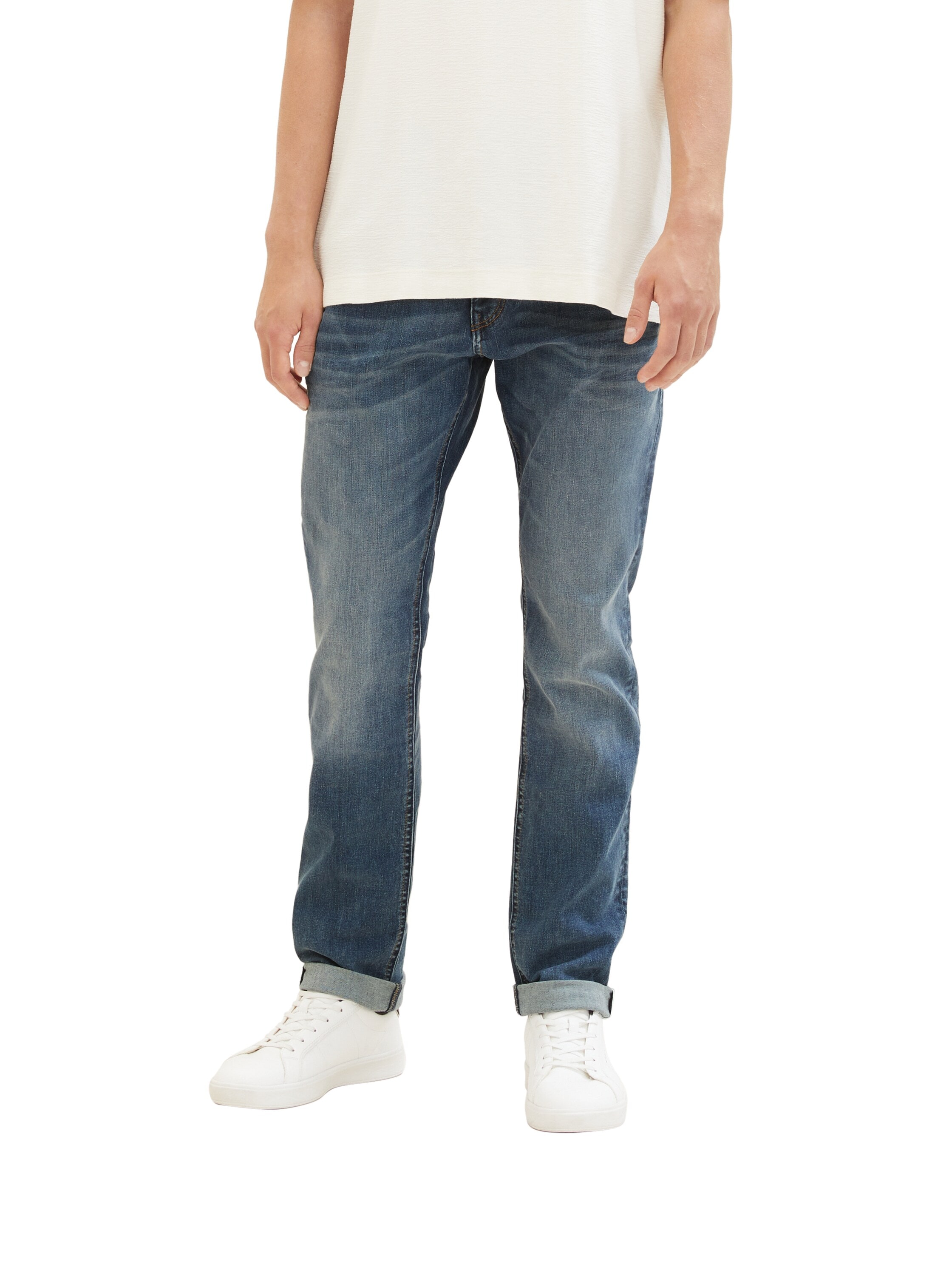 TOM TAILOR Denim 5-Pocket-Jeans »AEDAN Straight«, mit Kontrastnähten und Stretch-Anteil