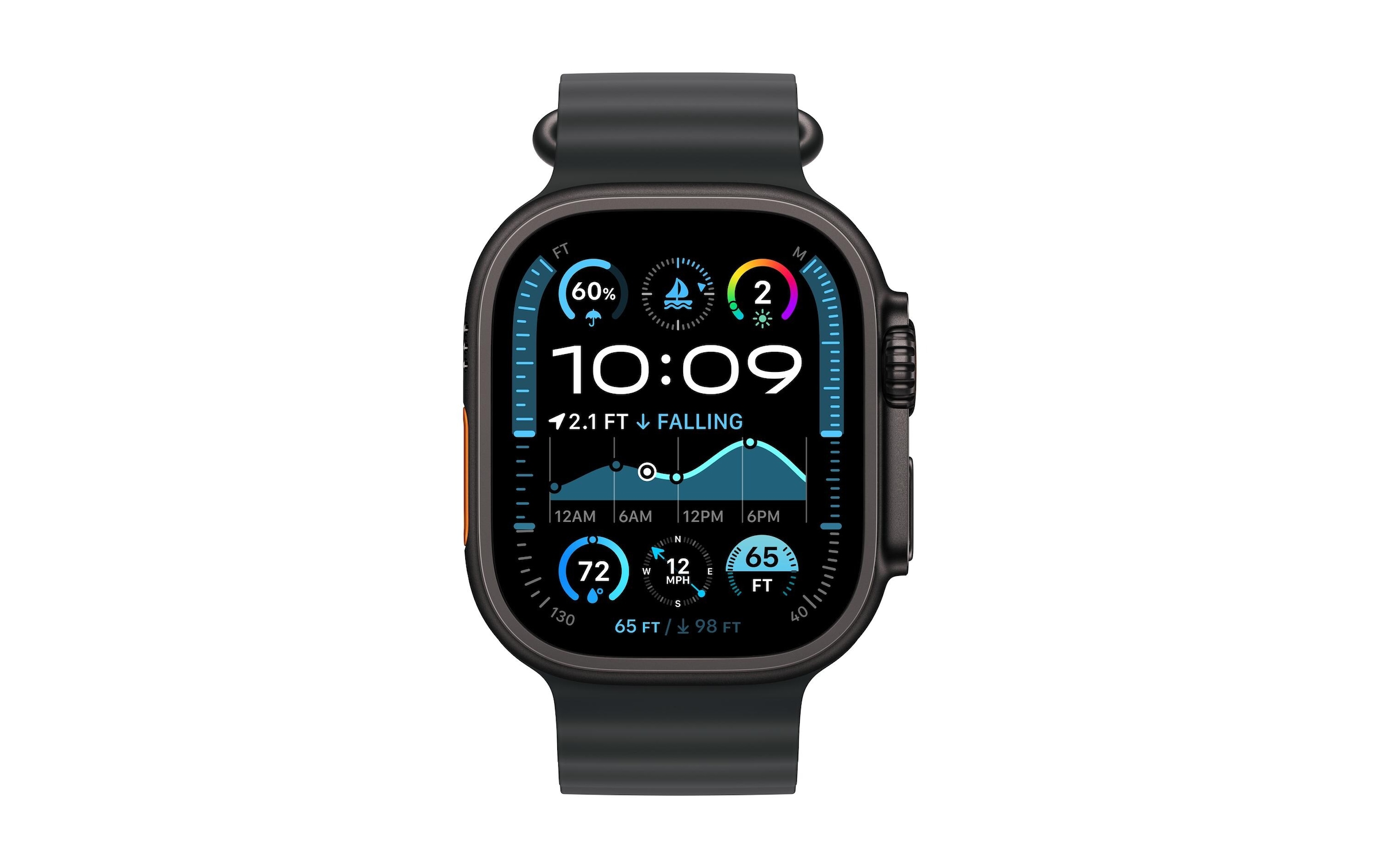 Apple Smartwatch-Armband Ocean Band, 49 mm, Schwarz/Titan Natur