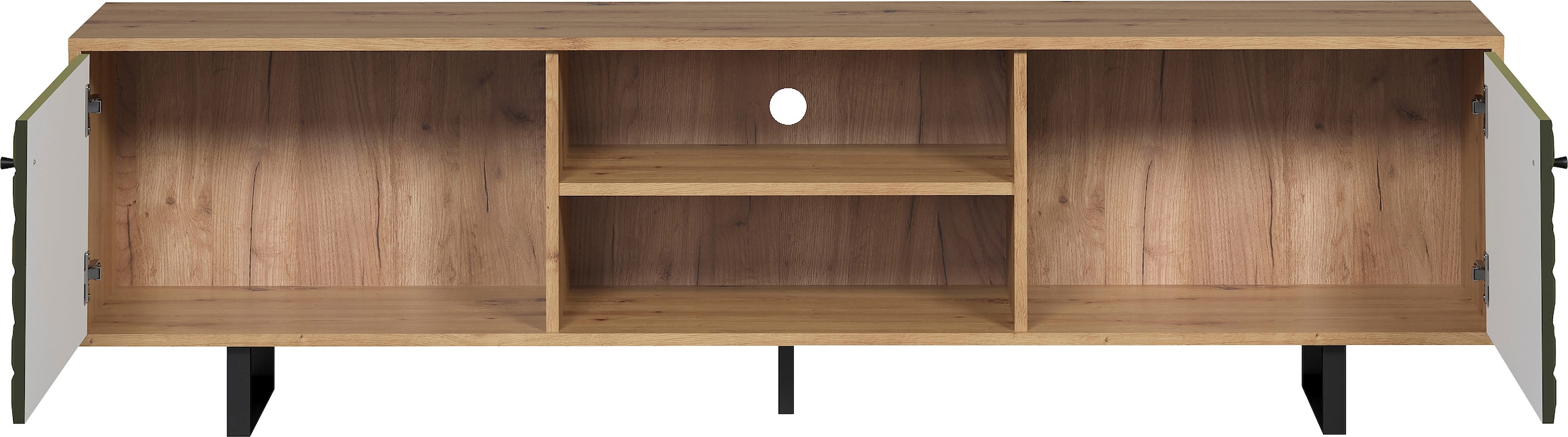 Places of Style TV-Board »Ferretti«, TV-Tisch mit besonderer Fräsung - Füsse und Griffe aus Metall