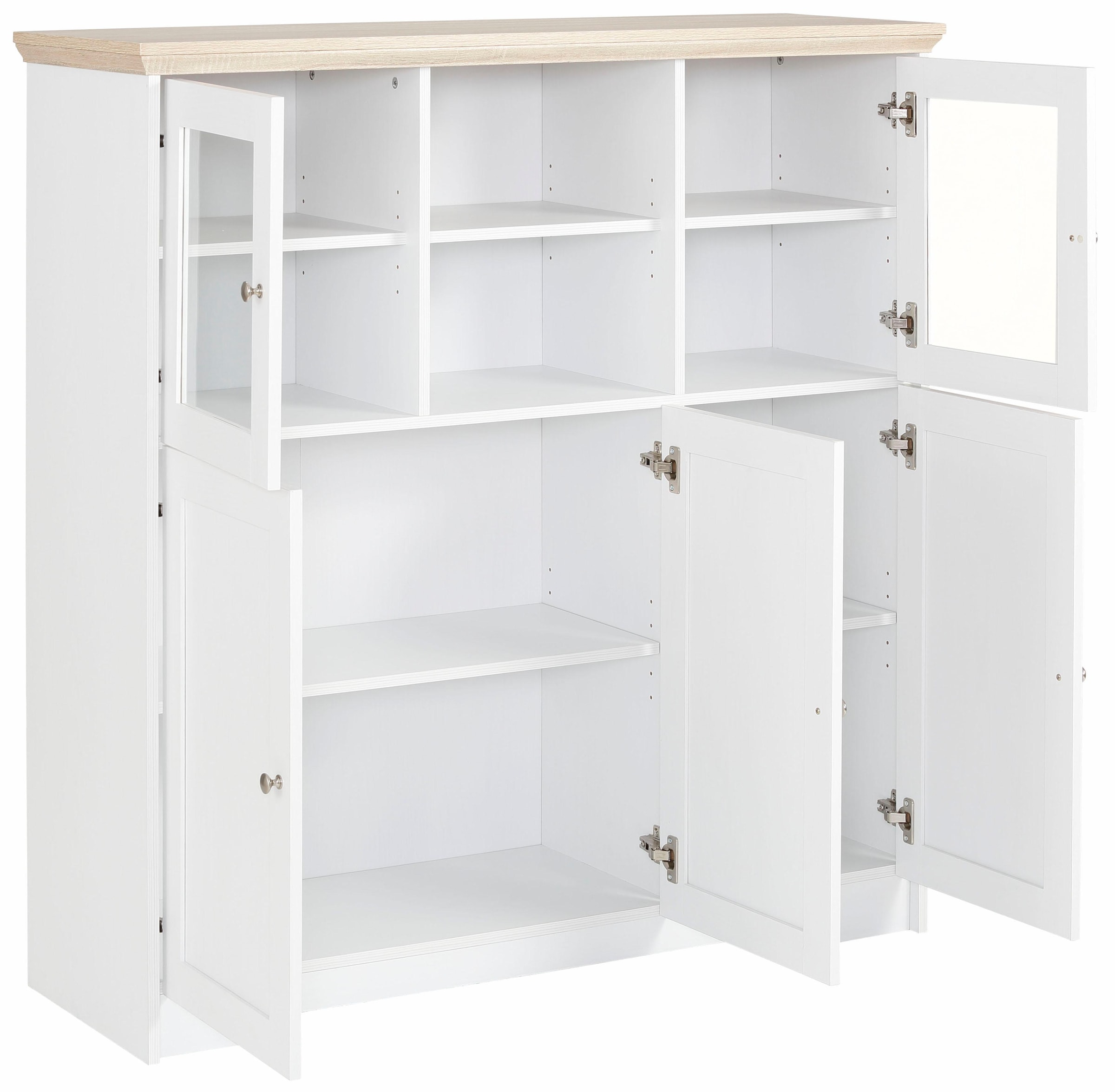 Home affaire Highboard »Nanna«, Vitrine in Eichen-Optik, Breite 118 cm