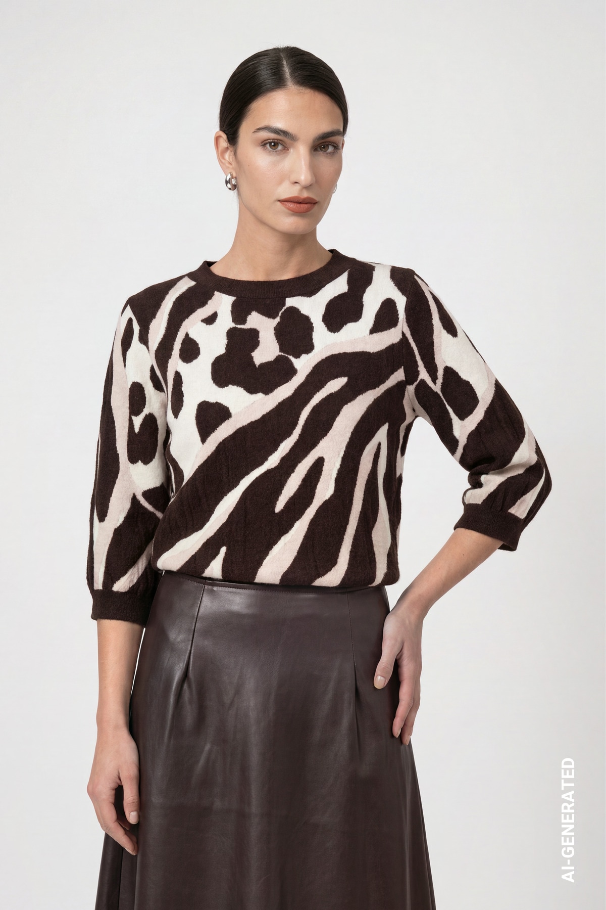 Image of Monari 3/4 Arm-Pullover "Pullover Leo Tigermix" Regular fit mit Leomuster