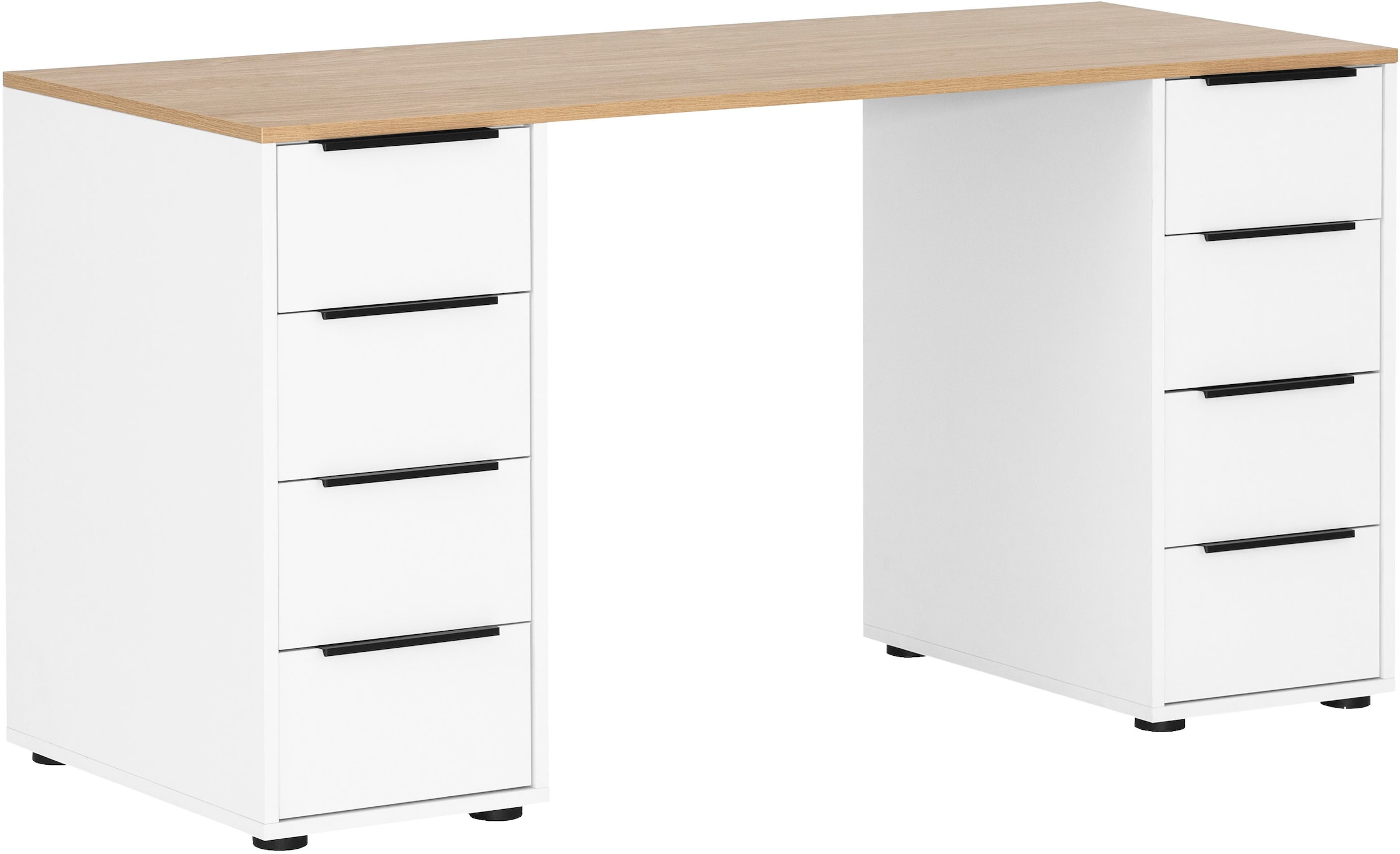 Image of Schildmeyer Schreibtisch "Elma, Breite 140 cm" Holzdekor mit fühlbarer Struktur, Metallbeschläge, Teilauszüge