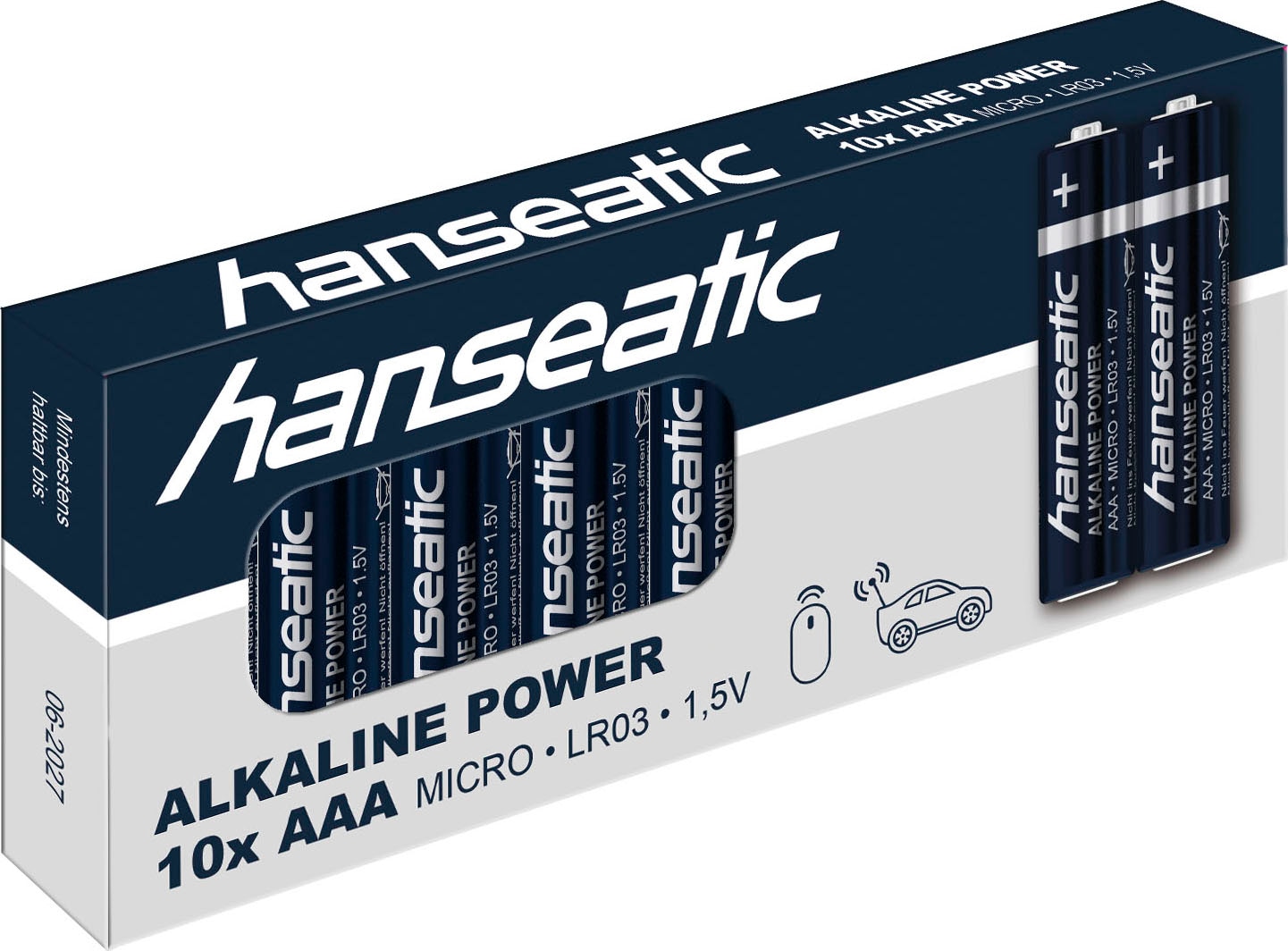 Hanseatic Batterie »10 St. AA + 10 St. AAA, Alkaline LR06 Mignon LR03 Micro«, 1,5 V, (Packung, 20 St.), bis zu 5 Jahren Lagerfähigkeit