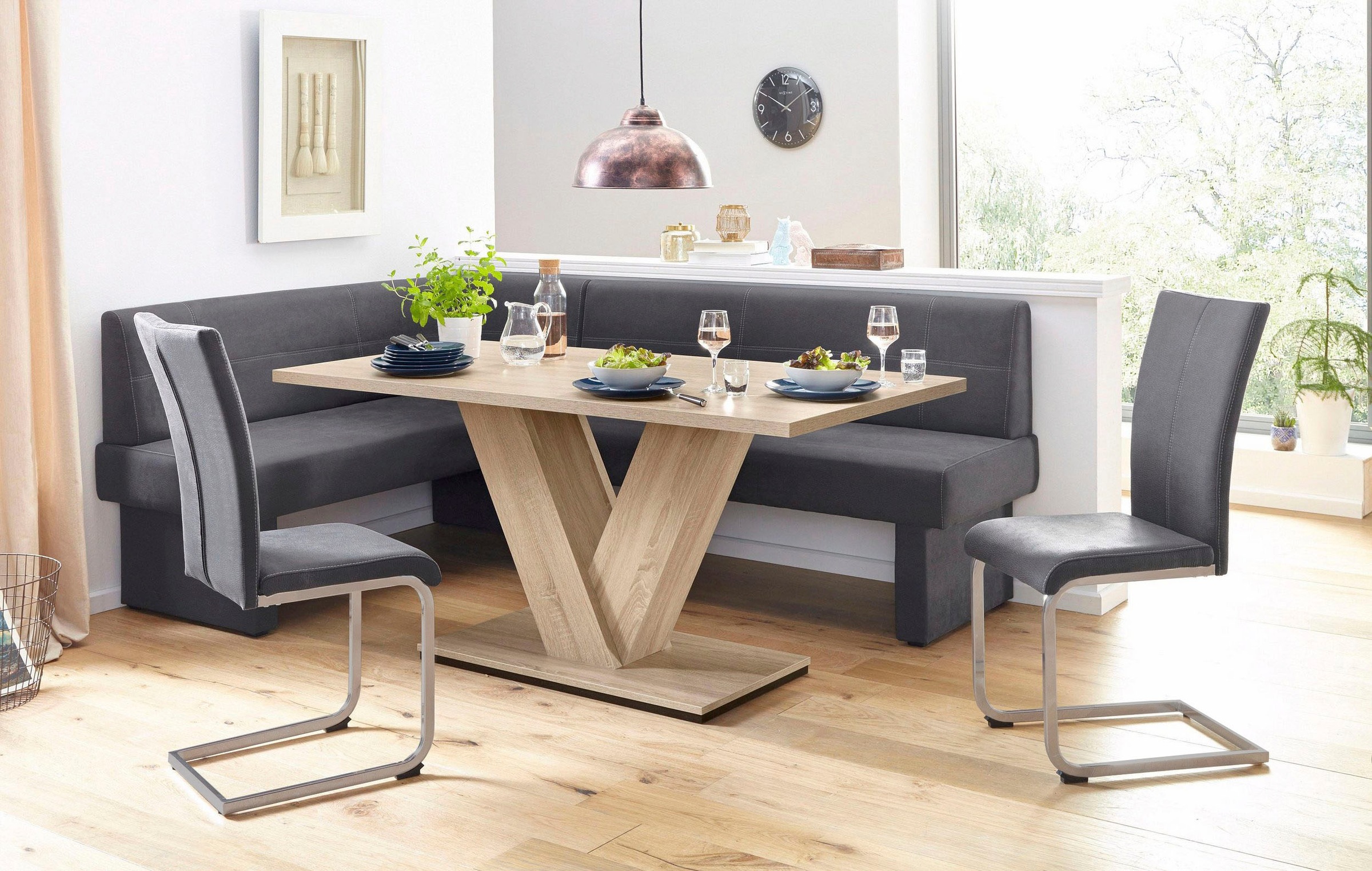 Home affaire Freischwinger »Nils«, (Set), 2 St., Luxus-Microfaser Lederoptik, Stuhl belastbar bis 120 Kg, Gestell Metall im Chrom-Look oder Schwarz