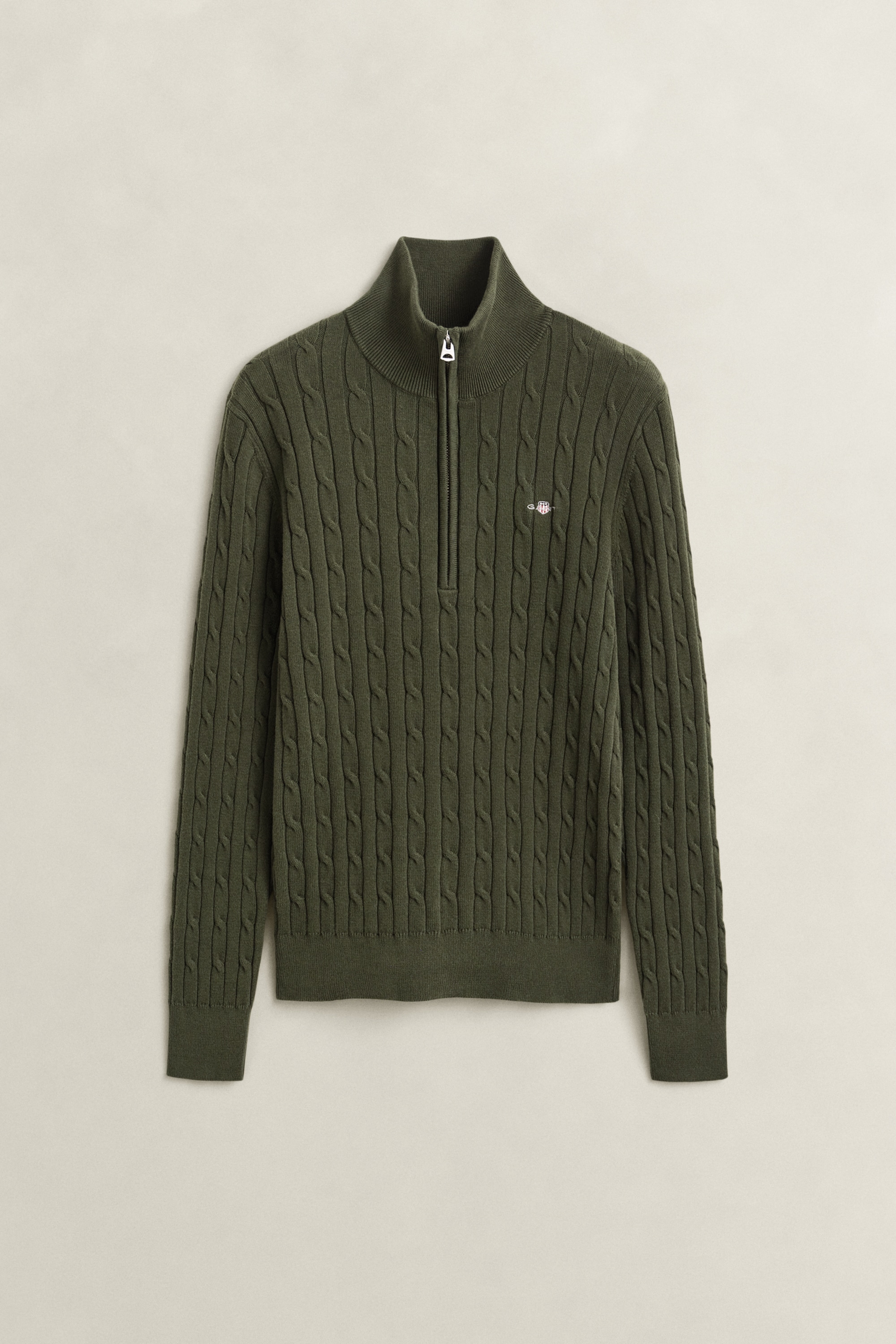 Image of Gant Strickpullover "STRETCH COTTON CABLE HALF-ZIP" Mit Rundhalsausschnitt