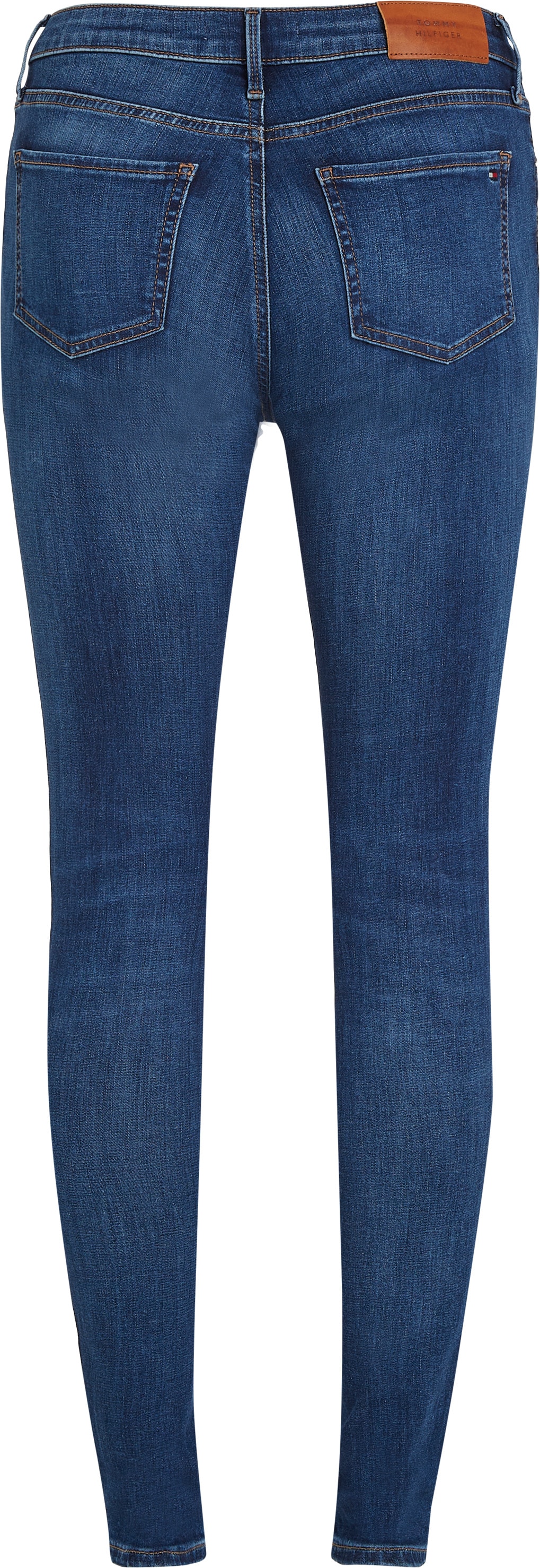 Tommy Hilfiger Skinny-fit-Jeans »COMO Skinny RW ACE mit Logo-Badge und knöchellangem Schnitt«, casual, skinny fit, Denim, normaler Bundabschluss