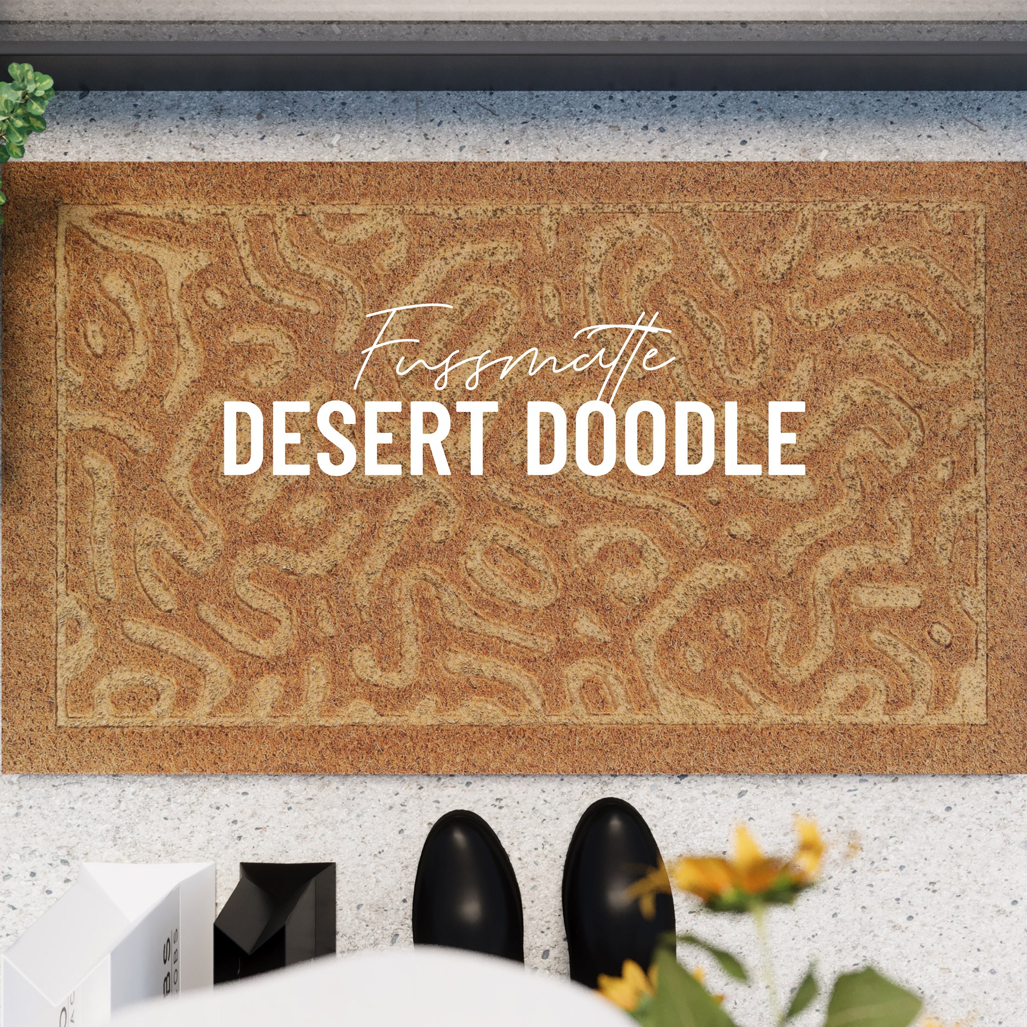 Wecon home Fussmatte »Desert Doodle«, rechteckig, 14 mm Höhe, Kokos, pflegeleicht, rutschfest, abstraktes Design, Schmutzfangmatte
