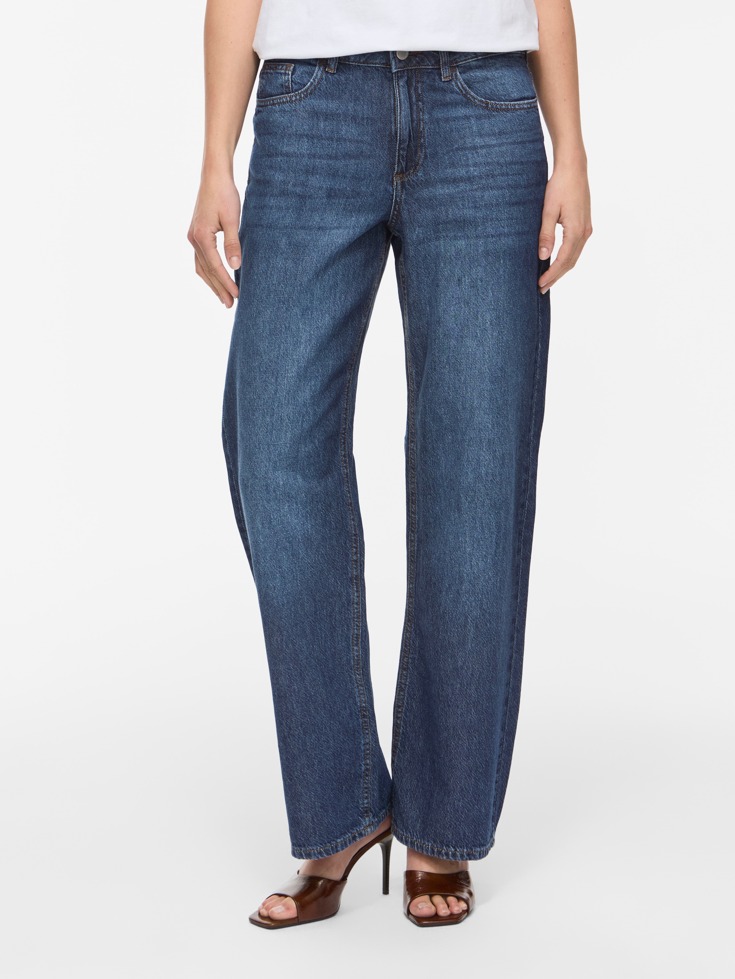 Image of Vila Weite Jeans "VIPALMA RW WIDE JEANS DBD PAL20-NOOS" Baumwolle, regular waist, wide fit