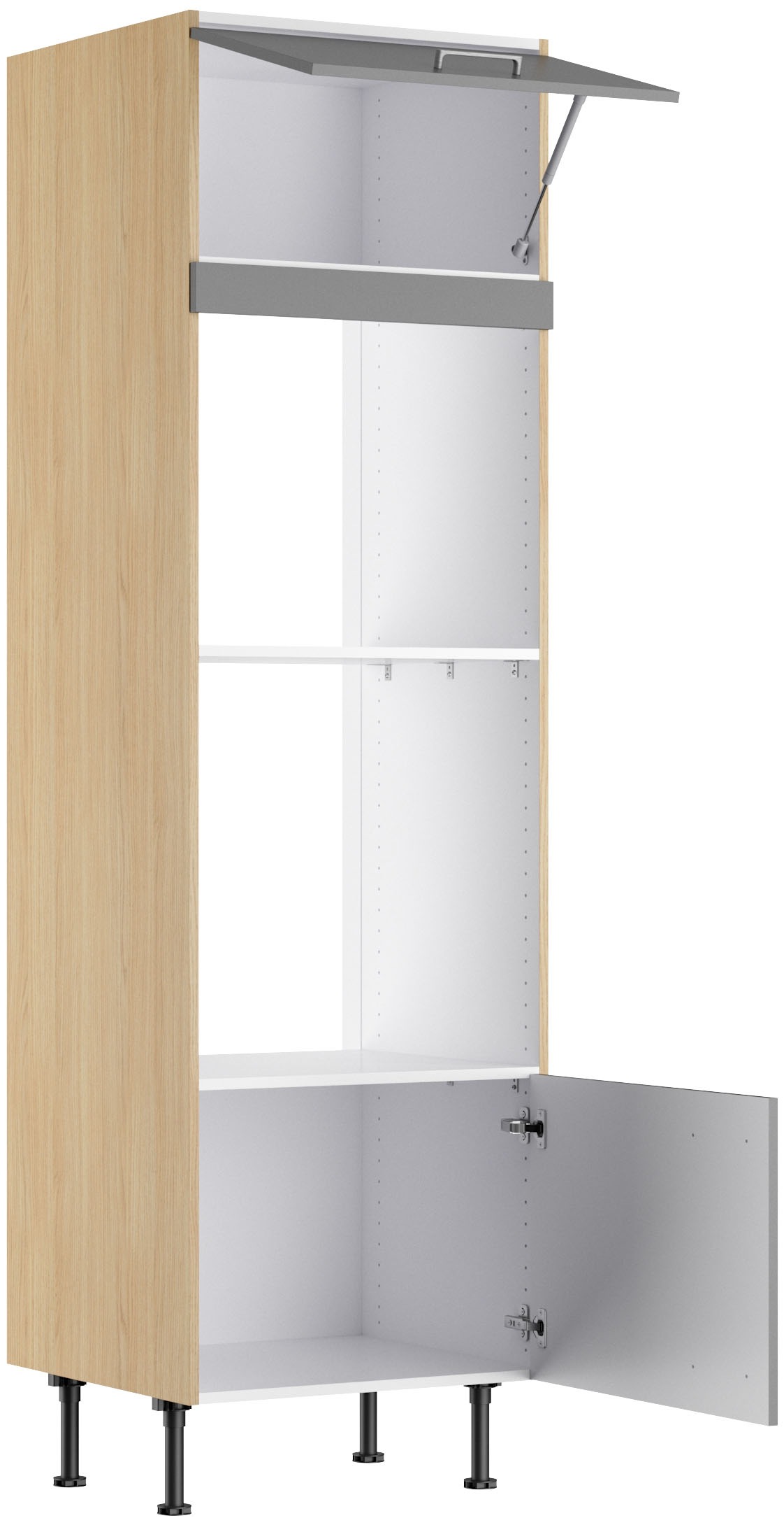 KOCHSTATION Mikrowellenumbauschrank »KS-Lucy« Breite 60 cm, mit 1 Tür, 1 Klappe, Soft-Close, höhenverstellbare Füsse