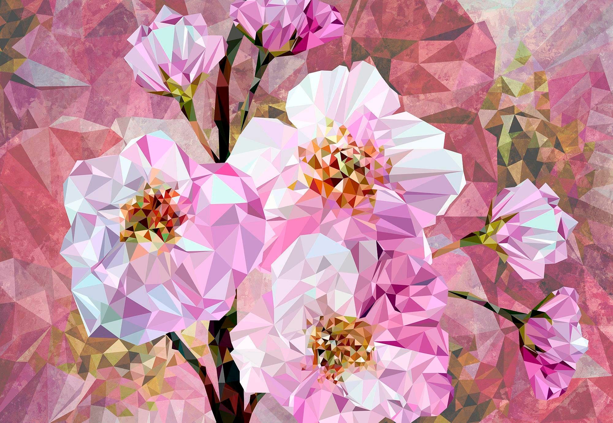 Image of Komar Vliestapete "Vlies - Blooming Gems - Grösse 368 x 248 cm" bedruckt glatt Wohnzimmer, Schlafzimmer