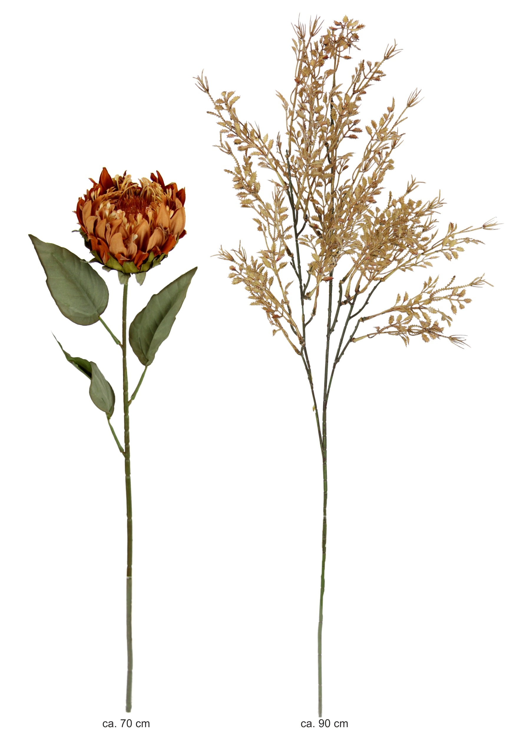 I.GE.A. Kunstblumenstrauss »Kunstblumen Set Artischocke« 2er Set Artischockenzweig mit Dekozweig 70cm Kunstpflanze Seidenblume