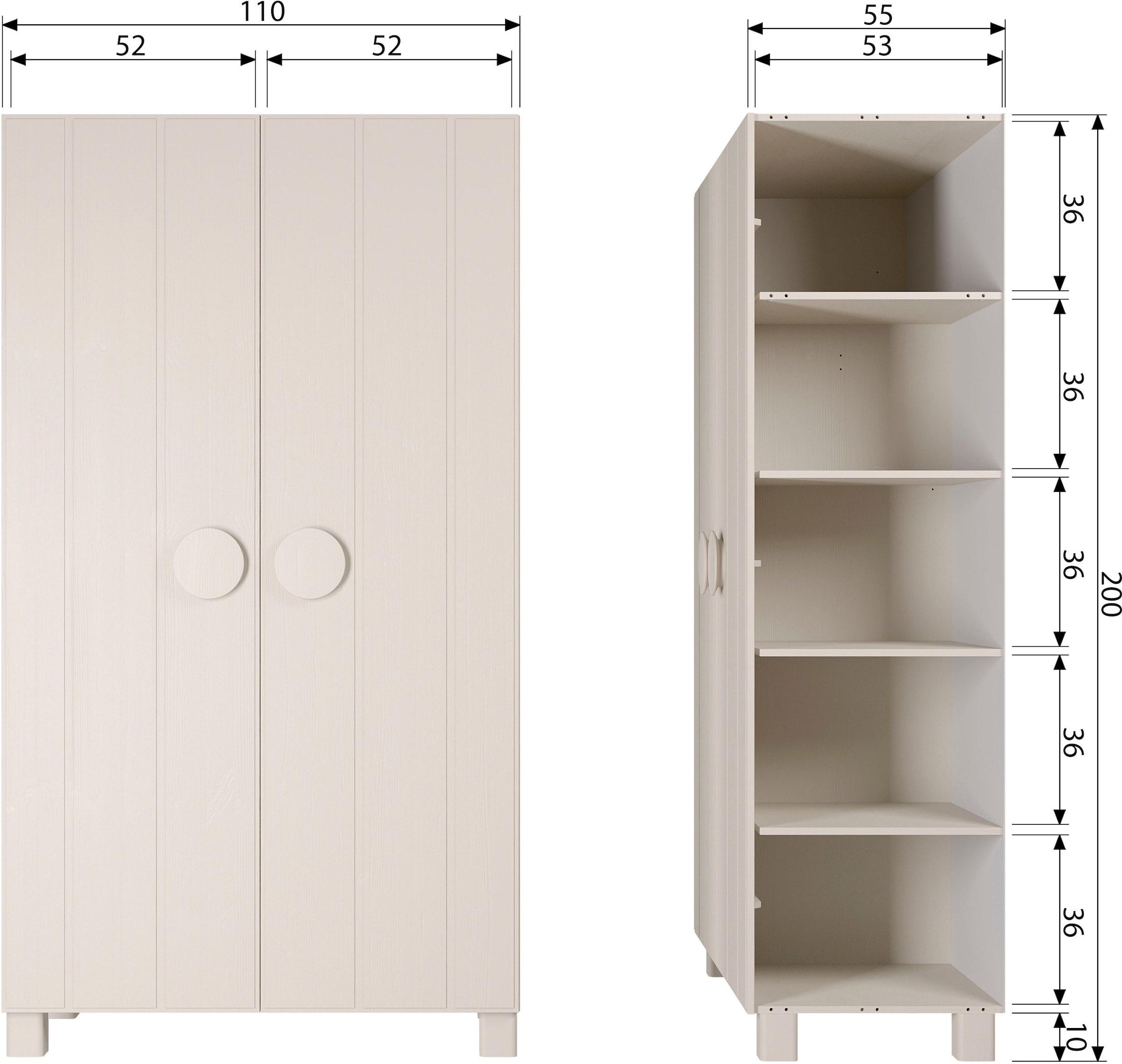 WOOOD Mehrzweckschrank »Noah Stauraumschrank, Dielenschrank«, mit Kleiderstange, H 200 cm x B 110 cm