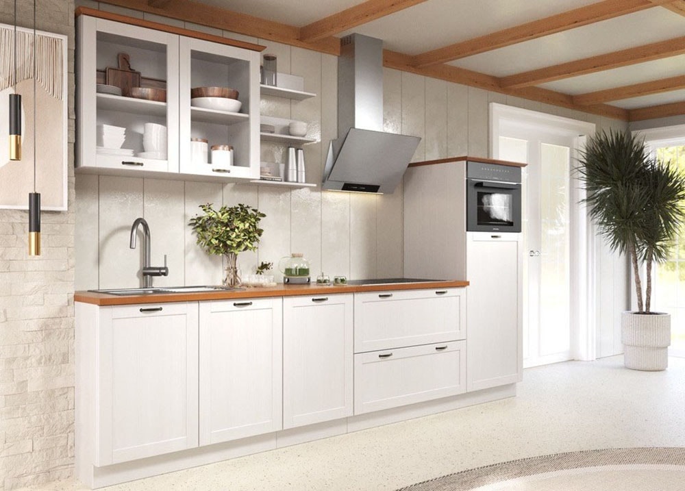 Home affaire Kitchenette »Teramo« Ensemble, Kombinierbar mit anderen Möbelstücken der Serie Teramo,  Breite 315 cm, Kiefer massiv, mit Arbeitsplatte