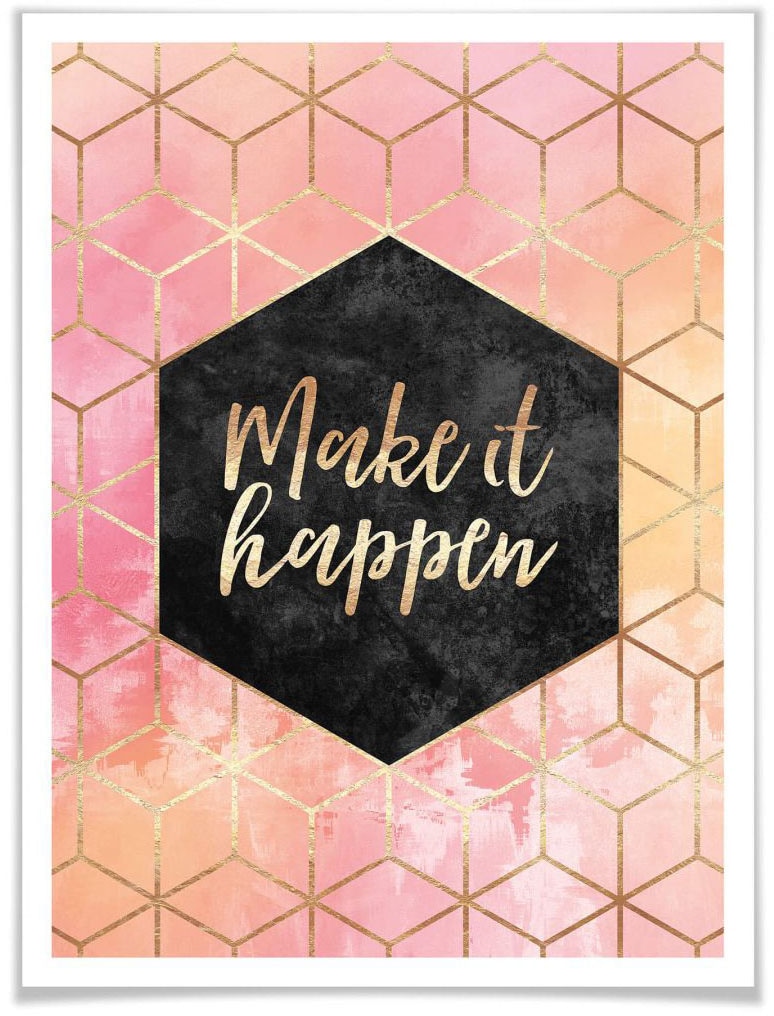 Image of Wall-Art Poster »Make it Happen Gold«, Schriftzug, (1 St.) bei Ackermann Versand Schweiz