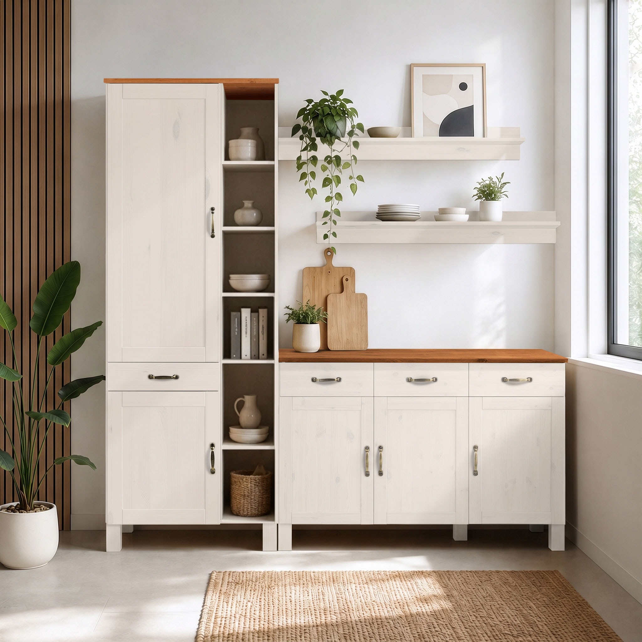 Home affaire Armoire haute »Alby« Largeur 75 cm, 2 portes, 1 tiroir, 6 compartiments ouverts