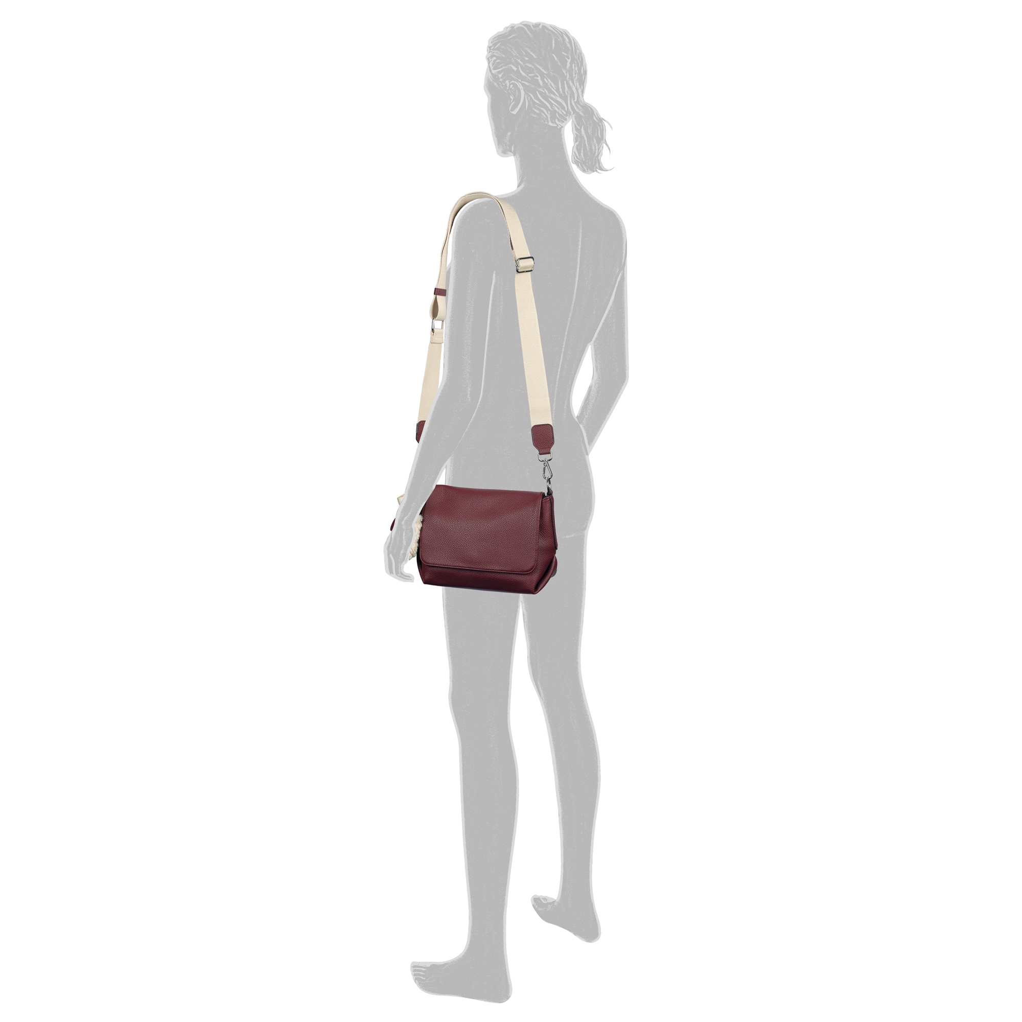 TOM TAILOR Sac à bandoulière »Fania« Sac à épaule pour femme avec pendentif en fausse fourrure