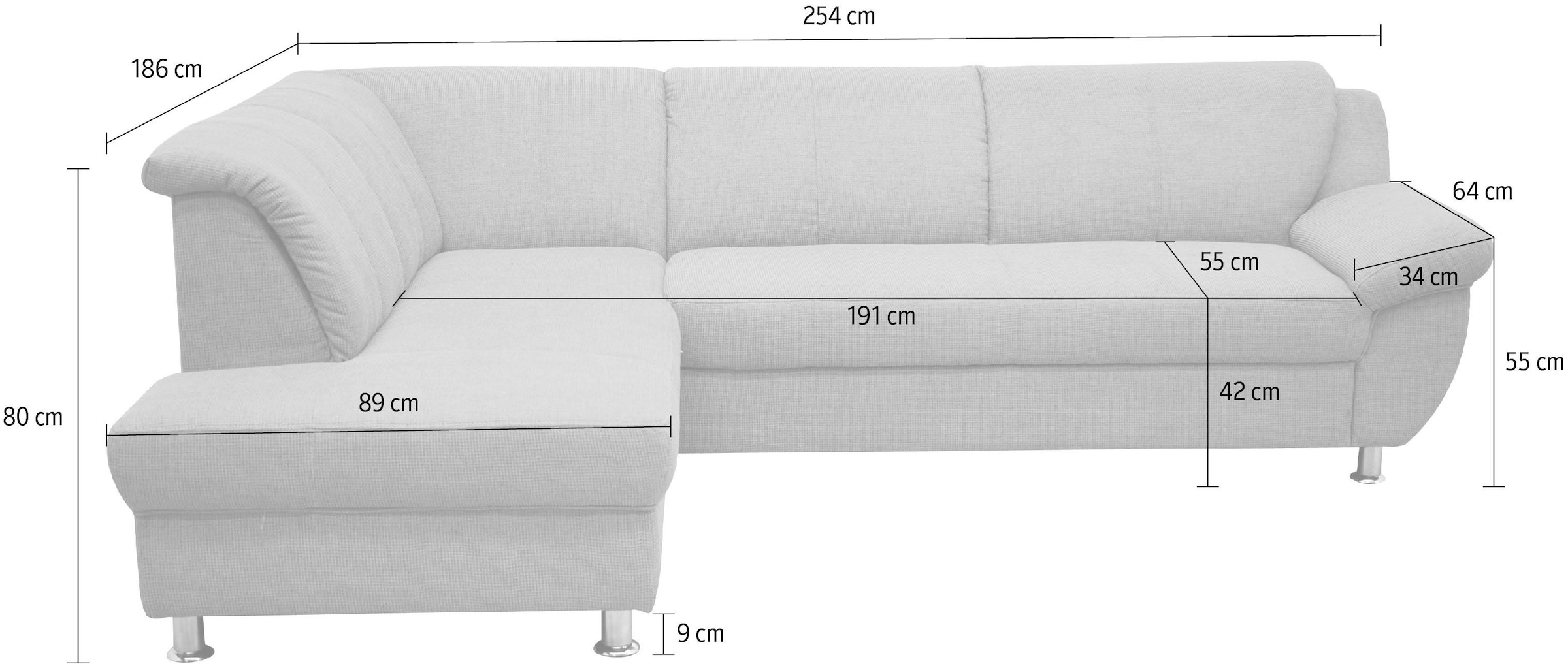 DOMO collection Ecksofa »Pilar«, versandkostenfrei mit Bettfunktion mit wahlweise Ottomane, auf