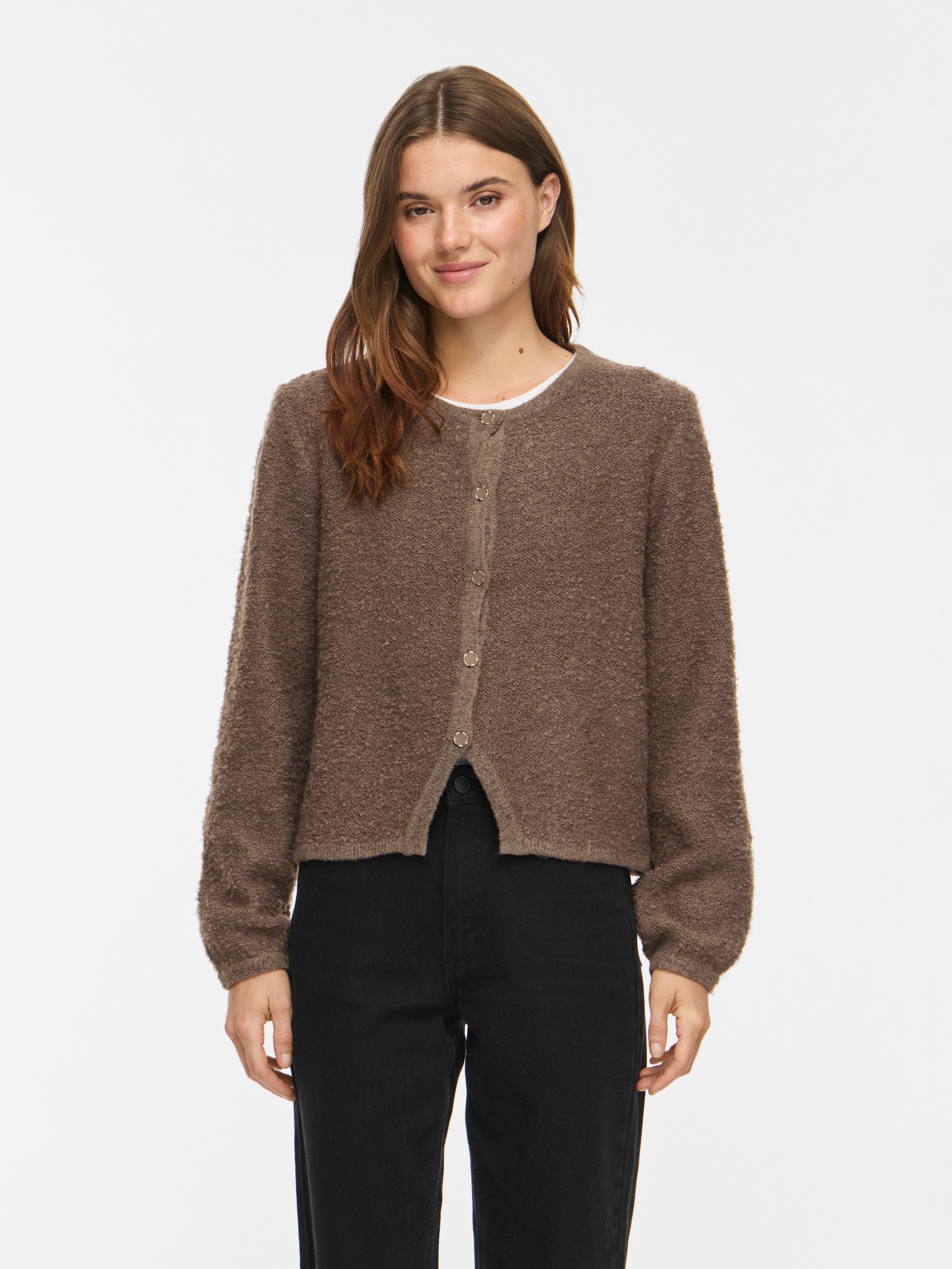 Vila Strickjacke »VIPIGGA O-NECK L/S KNIT JACKET NOOS« Materialmix