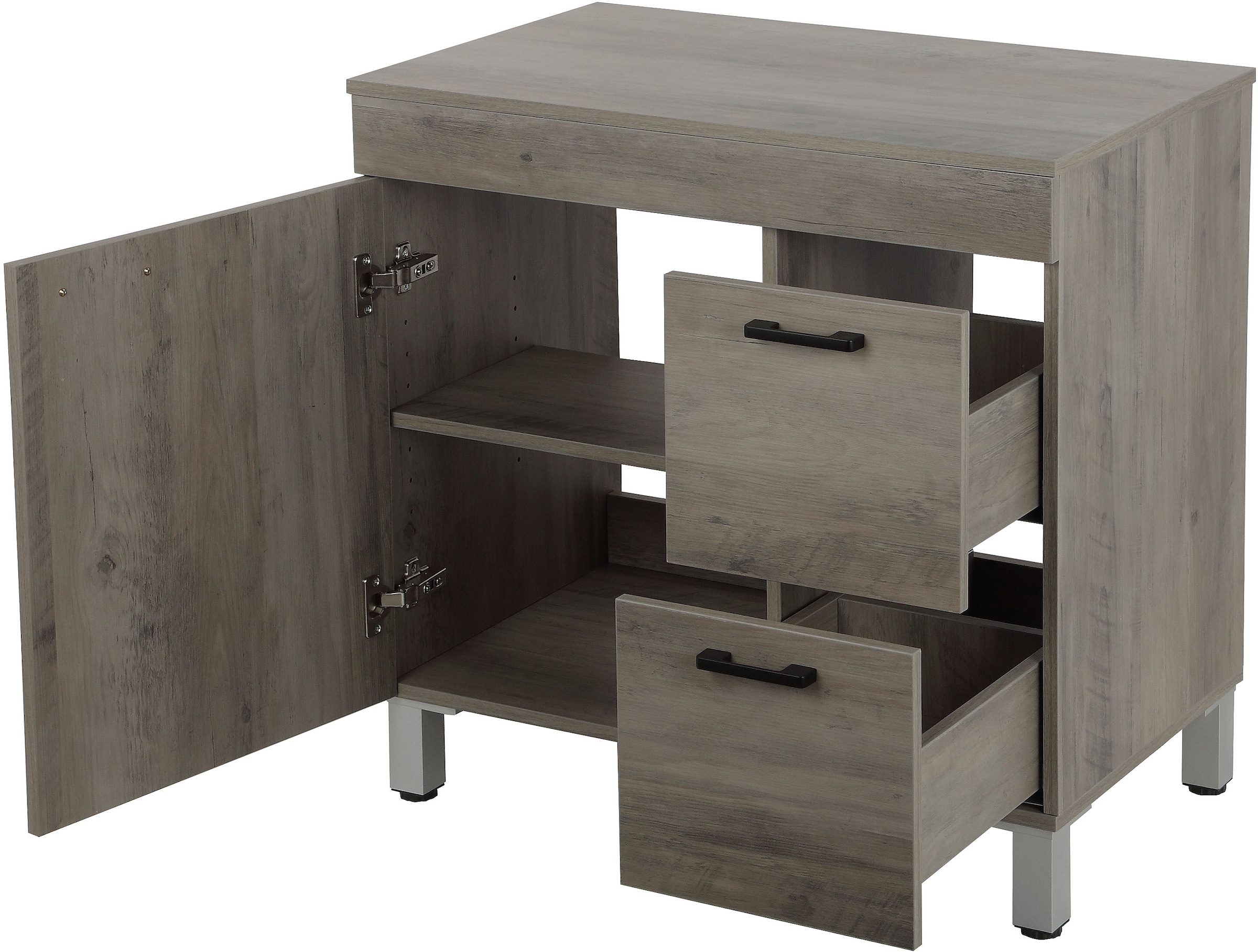 welltime Table de lavage »Florenz, Badezimmerschrank,Badschrank« Stauraum Waschtisch, 2 Schubladen und 1 Tür